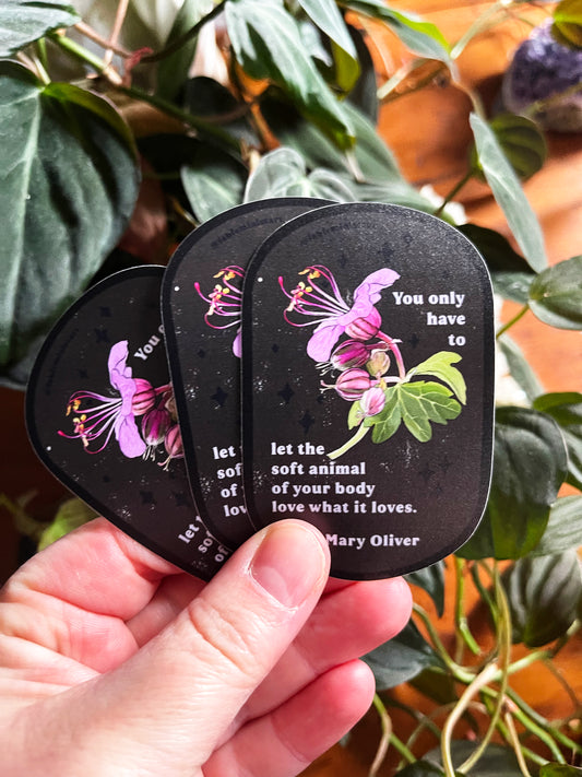 You only have to let the soft animal of your body love what it loves: Mary Oliver: Feminist Sticker