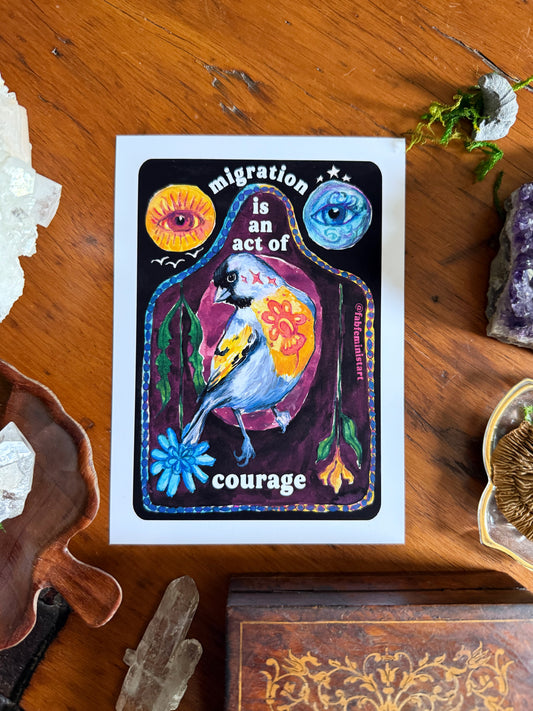 Migration is an act of courage: Feminist Art Print