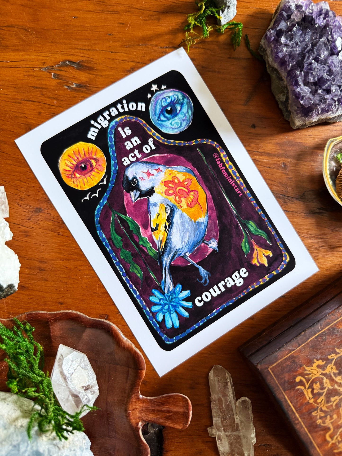 Migration is an act of courage: Feminist Art Print