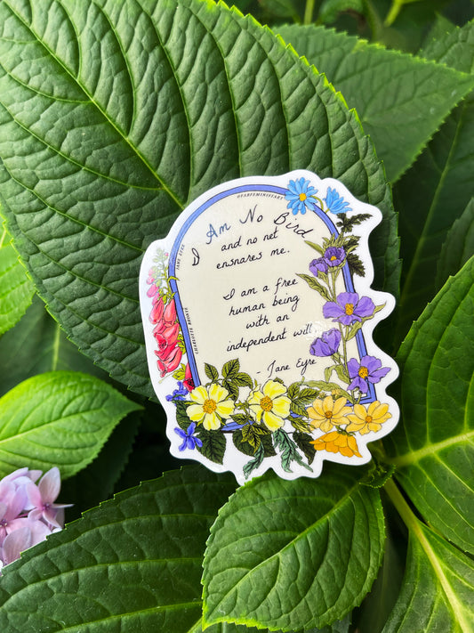 I Am No Bird And No Net Ensnares Me, Jane Eyre, Charlotte Bronte: Feminist Sticker