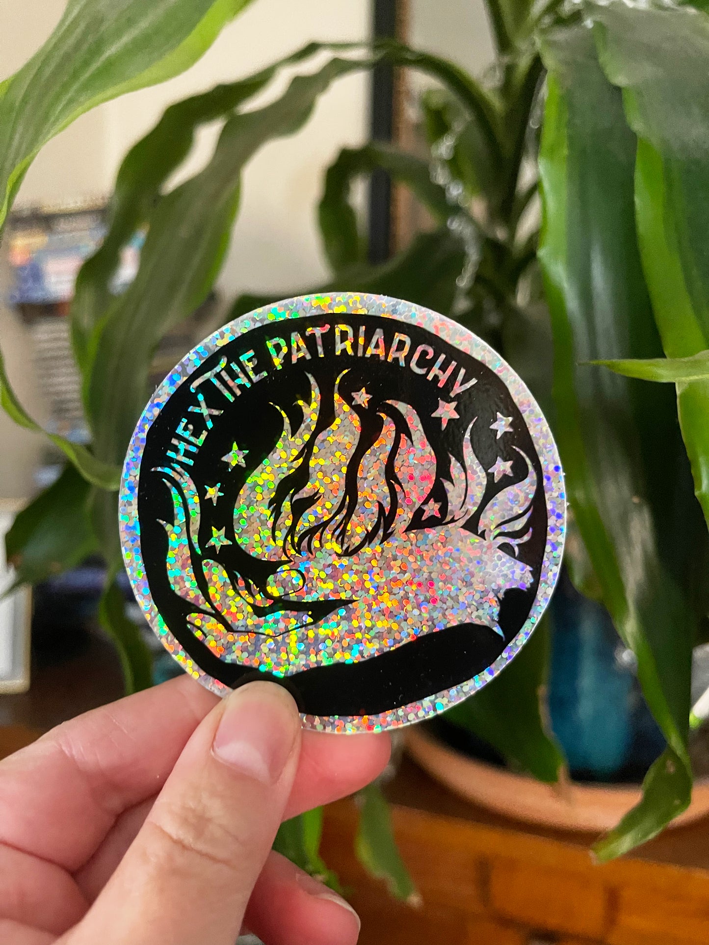 Hex The Patriarchy: Glitter Feminist Witch Sticker