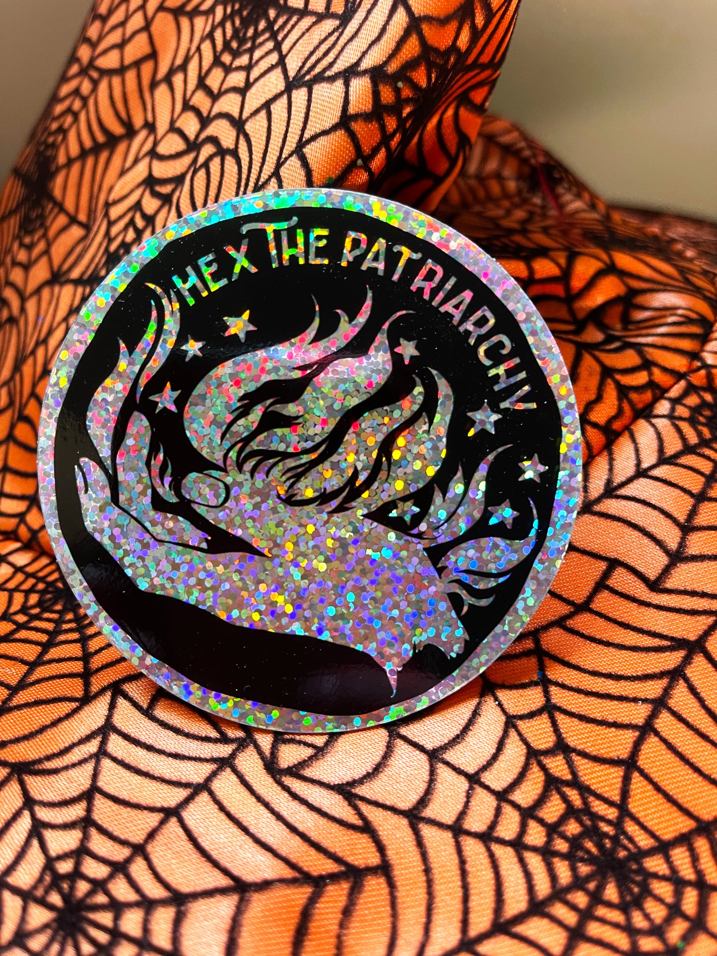 Hex The Patriarchy: Glitter Feminist Witch Sticker