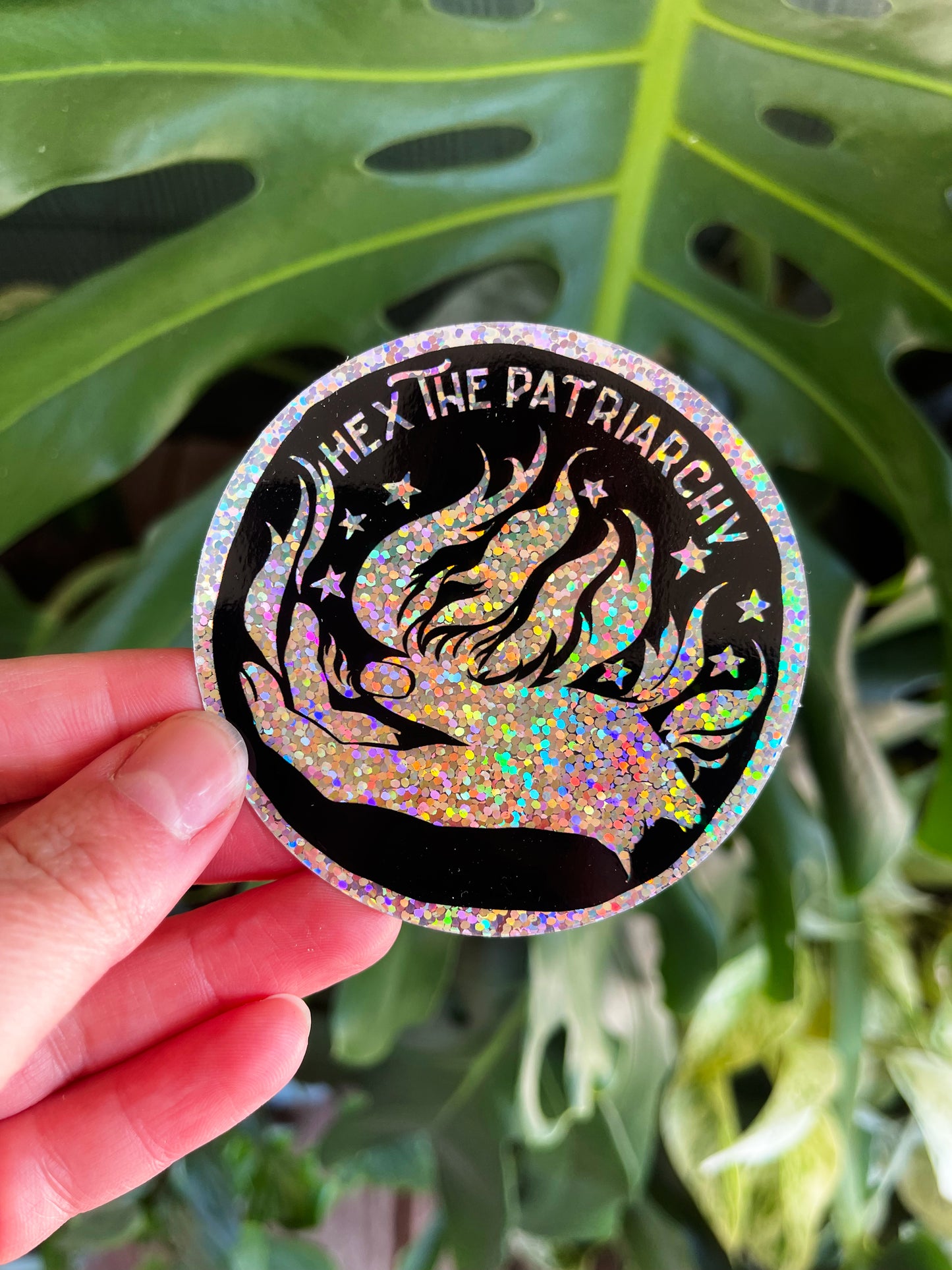 Hex The Patriarchy: Glitter Feminist Witch Sticker