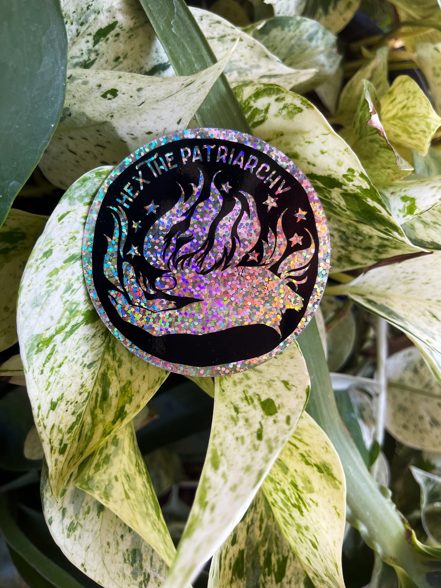 Hex The Patriarchy: Glitter Feminist Witch Sticker