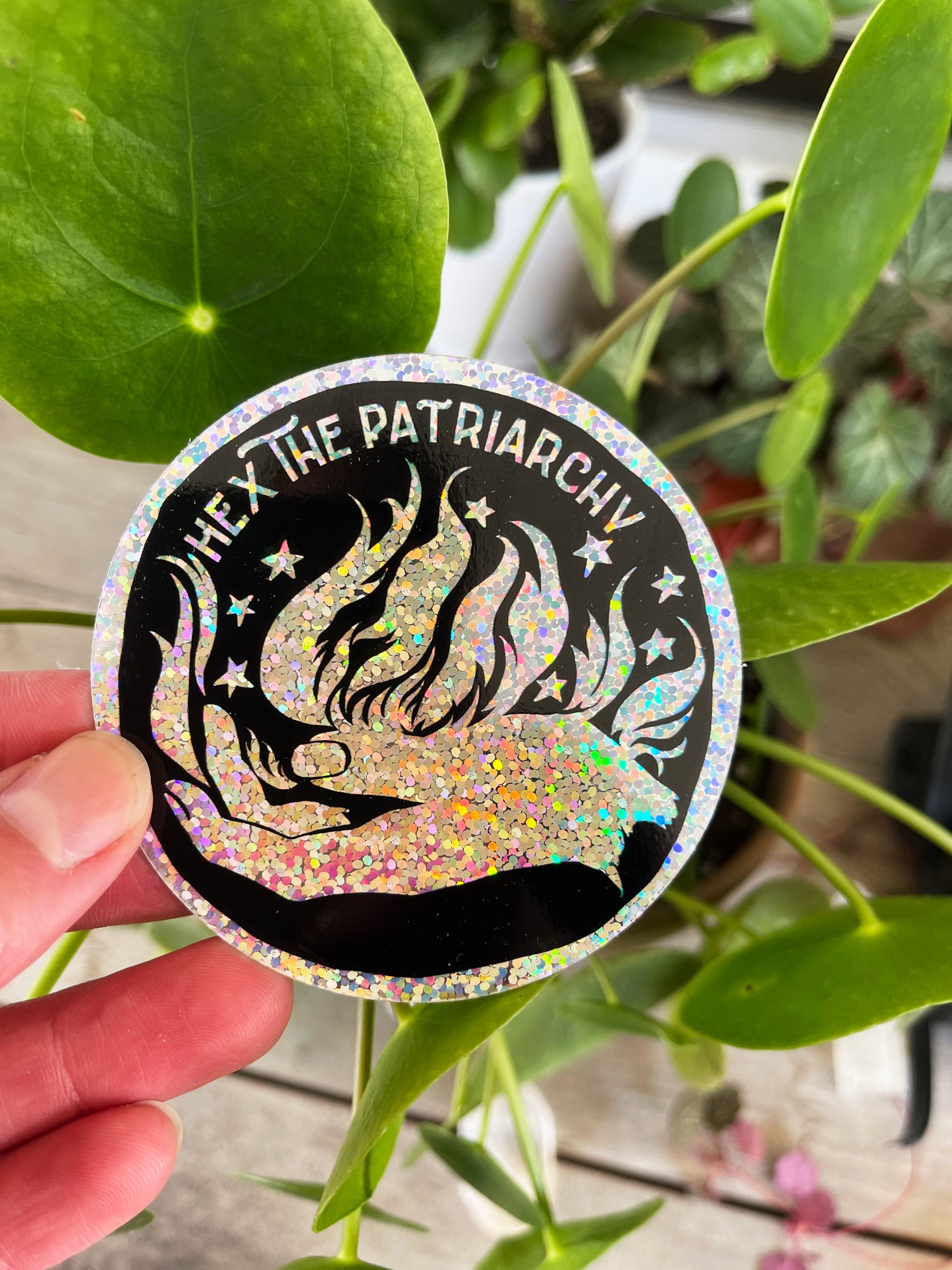 Hex The Patriarchy: Glitter Feminist Witch Sticker