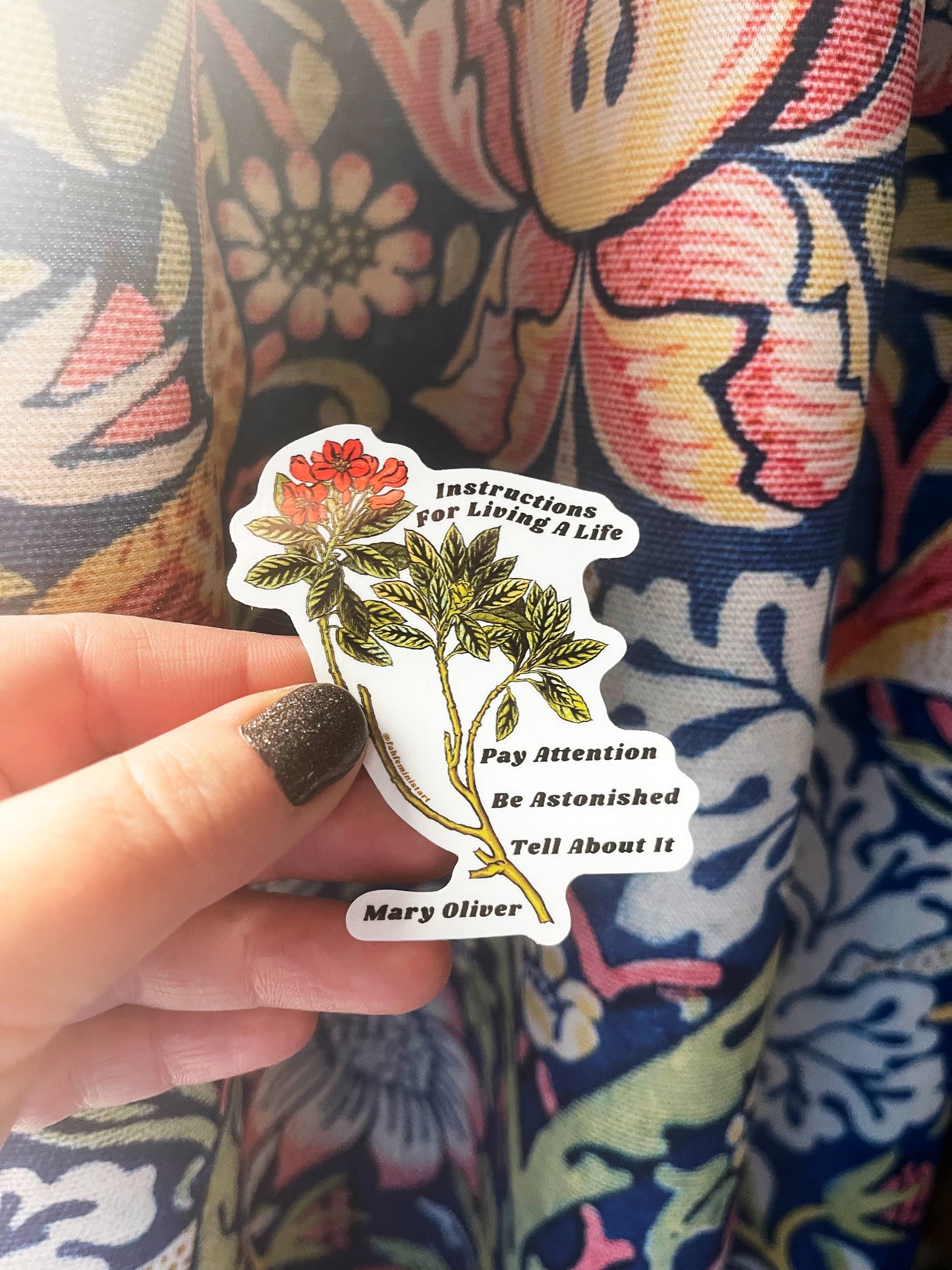 Instructions For Living A Life, Mary Oliver: Feminist Sticker