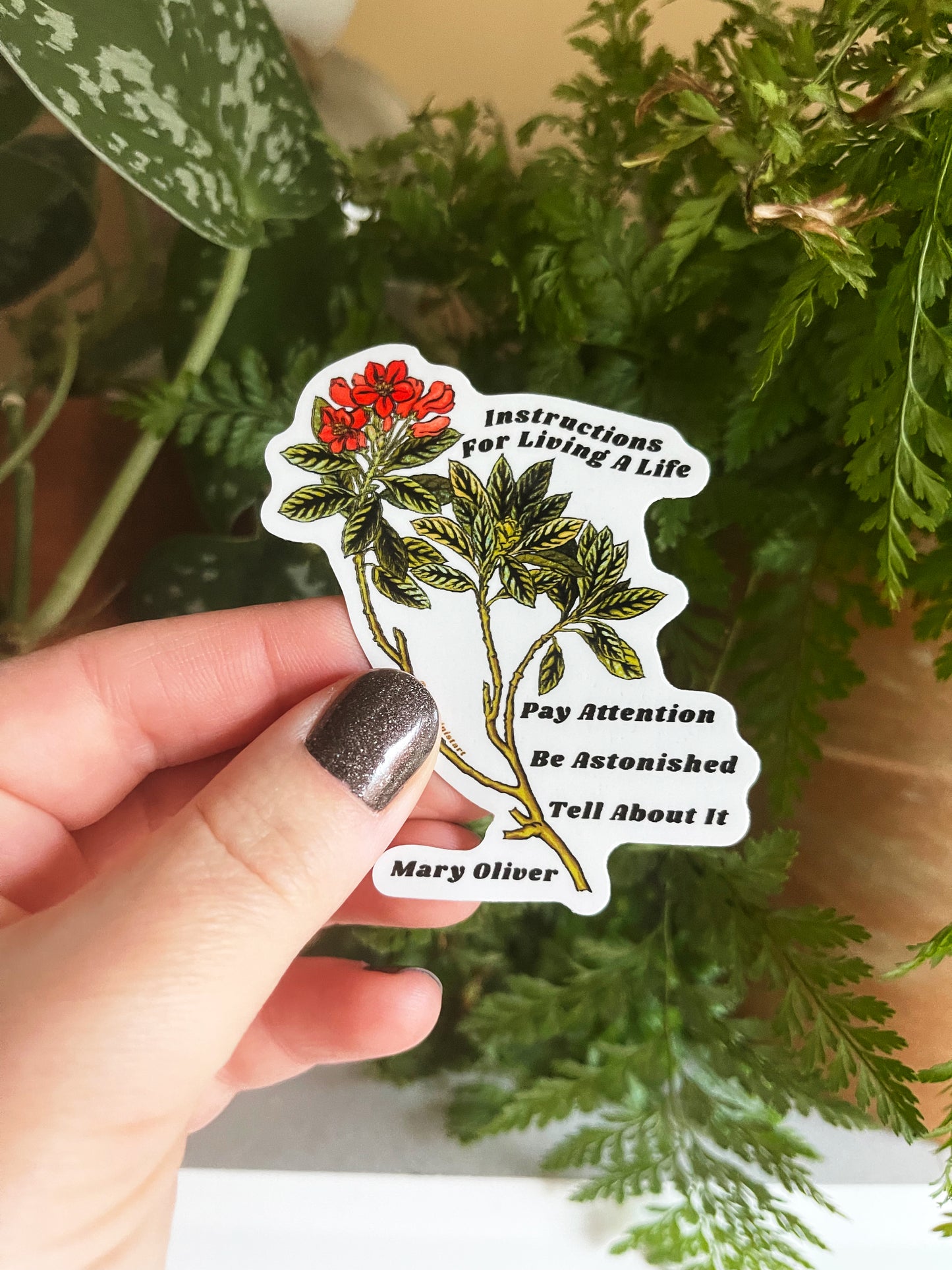 Instructions For Living A Life, Mary Oliver: Feminist Sticker