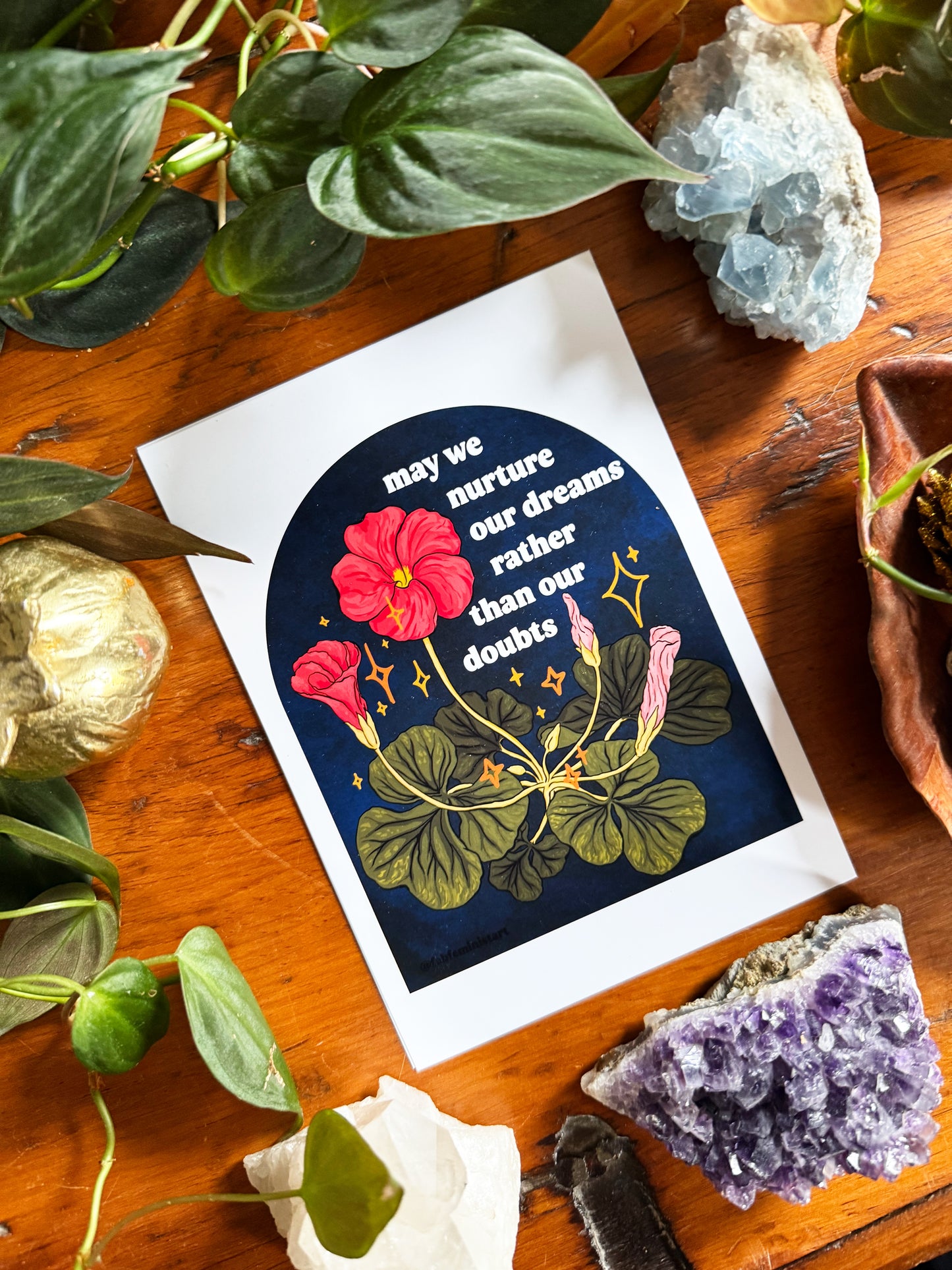 May we nurture our dreams rather than our doubts: feminist art print