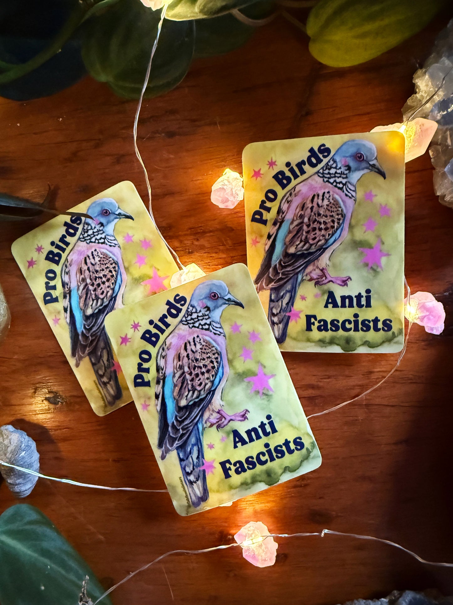 Pro Birds Anti Fascists: feminist sticker