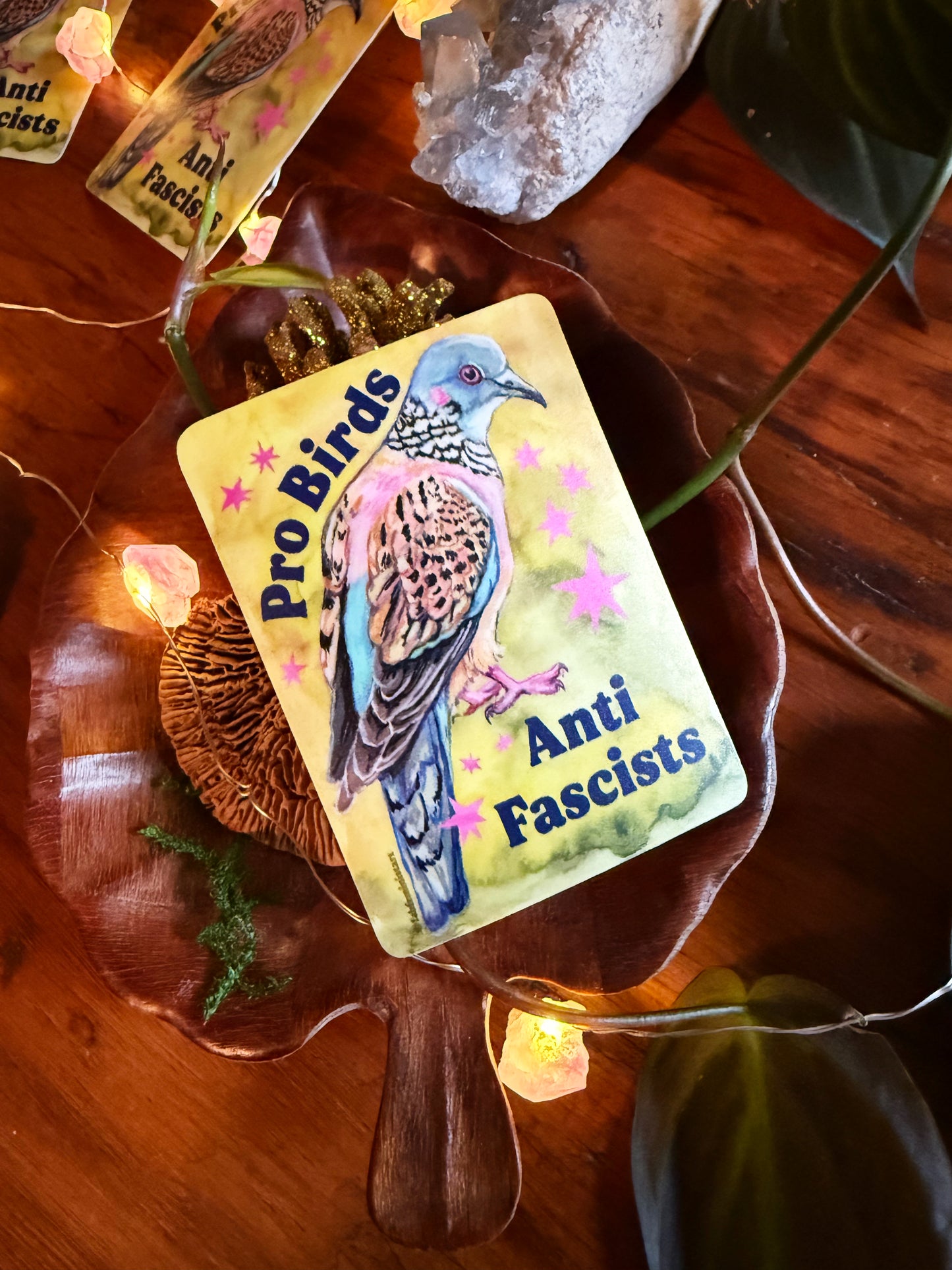 Pro Birds Anti Fascists: feminist sticker