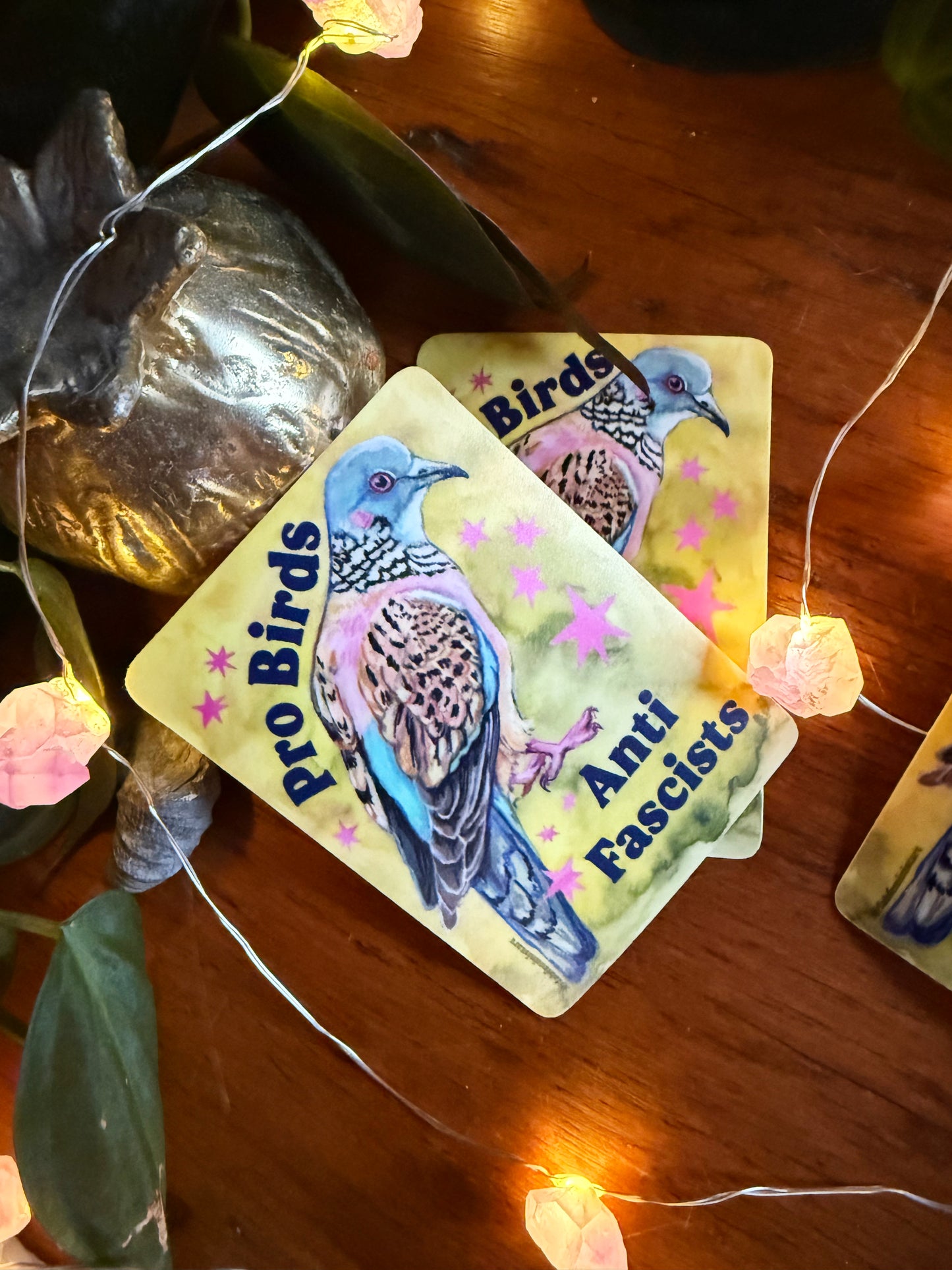 Pro Birds Anti Fascists: feminist sticker