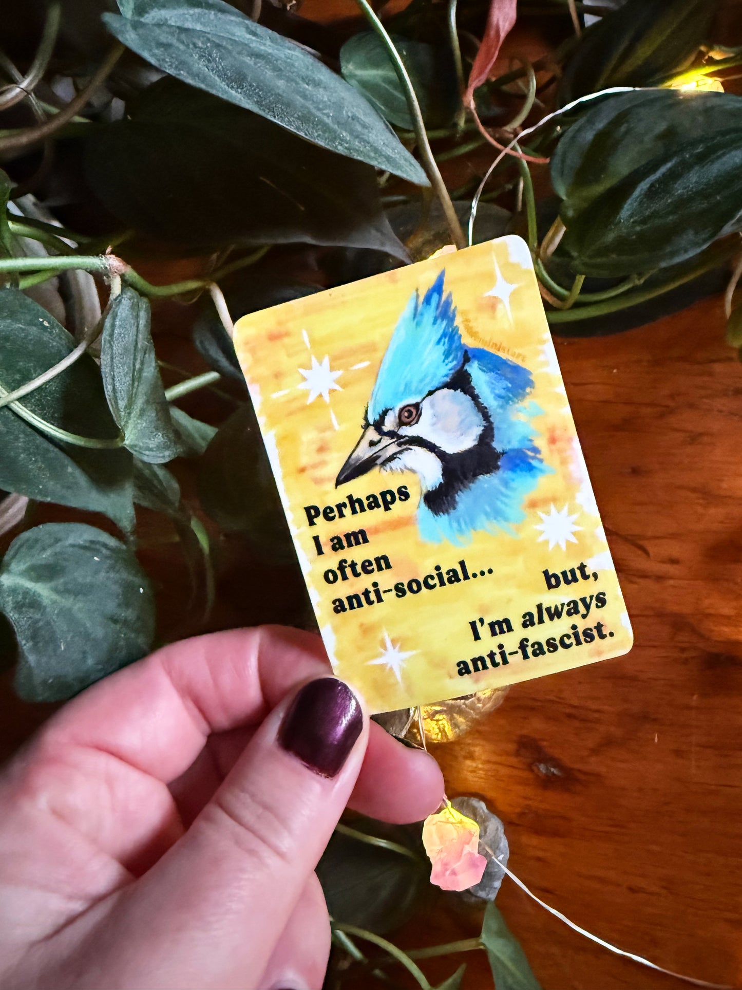 Perhaps I am often anti-social... but I'm *always* anti-fascist: feminist sticker