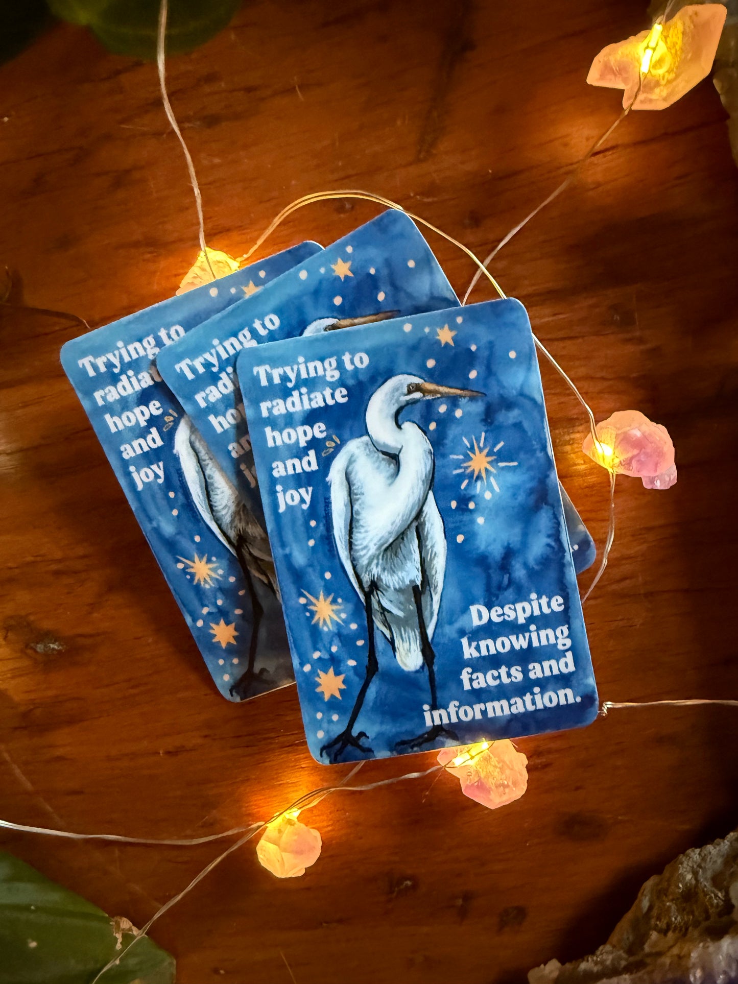 Trying to radiate hope and joy despite knowing facts and information: feminist sticker