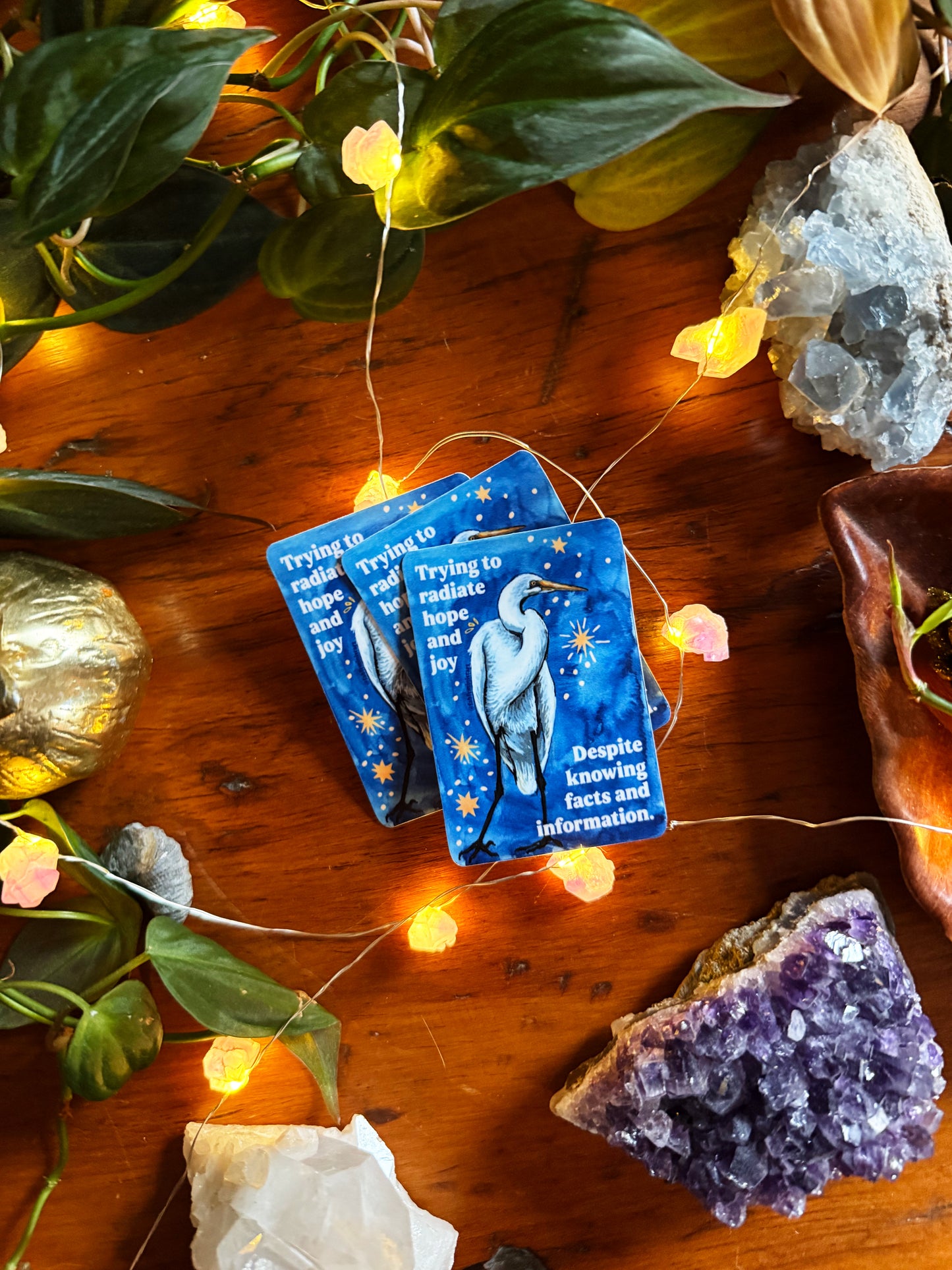 Trying to radiate hope and joy despite knowing facts and information: feminist sticker