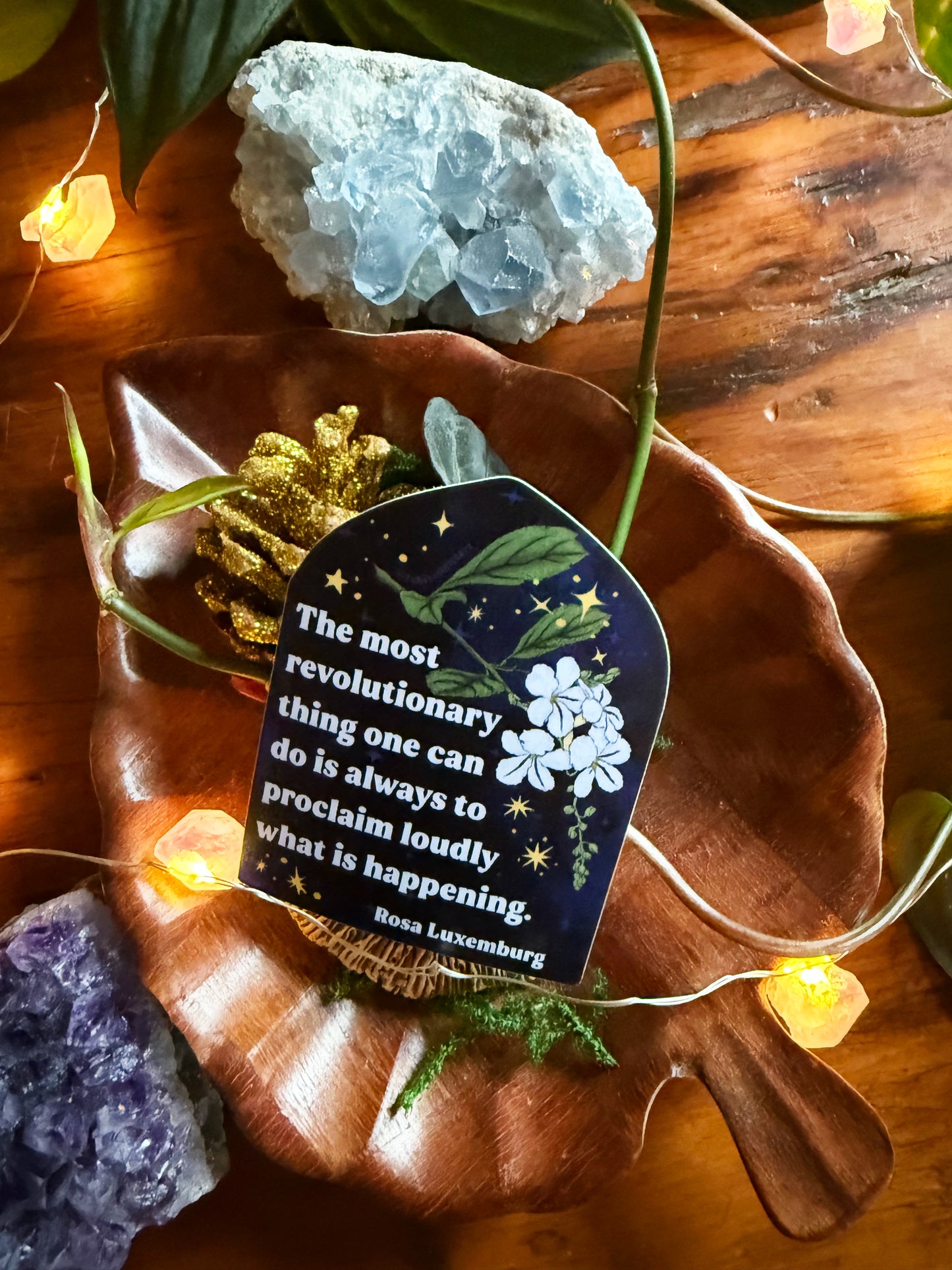 The most revolutionary thing one can do is always to proclaim loudly what is happening, Rosa Luxemburg: feminist sticker