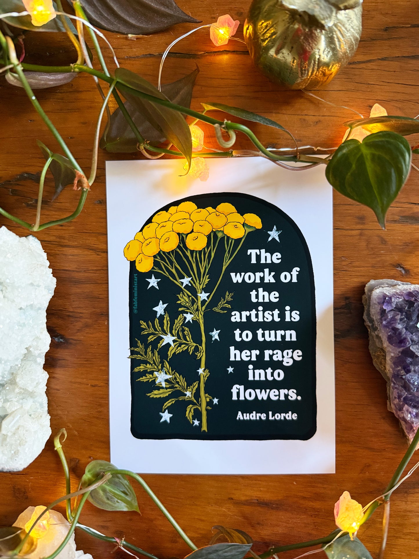 The work of the artist is to turn her rage into flowers, Audre Lorde: Feminist art print