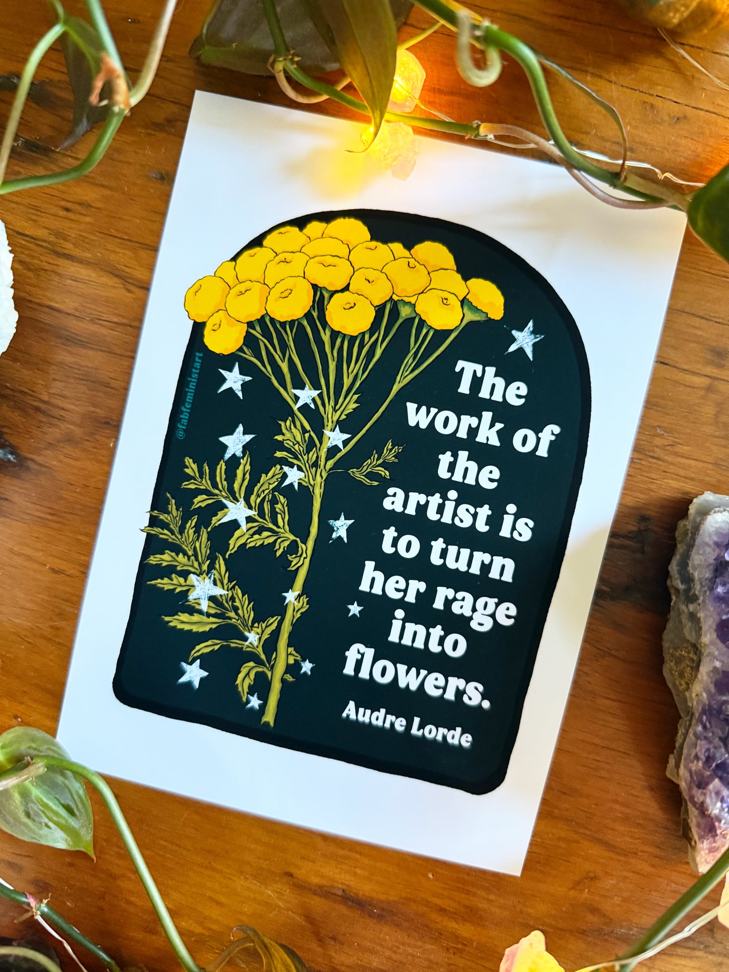 The work of the artist is to turn her rage into flowers, Audre Lorde: Feminist art print