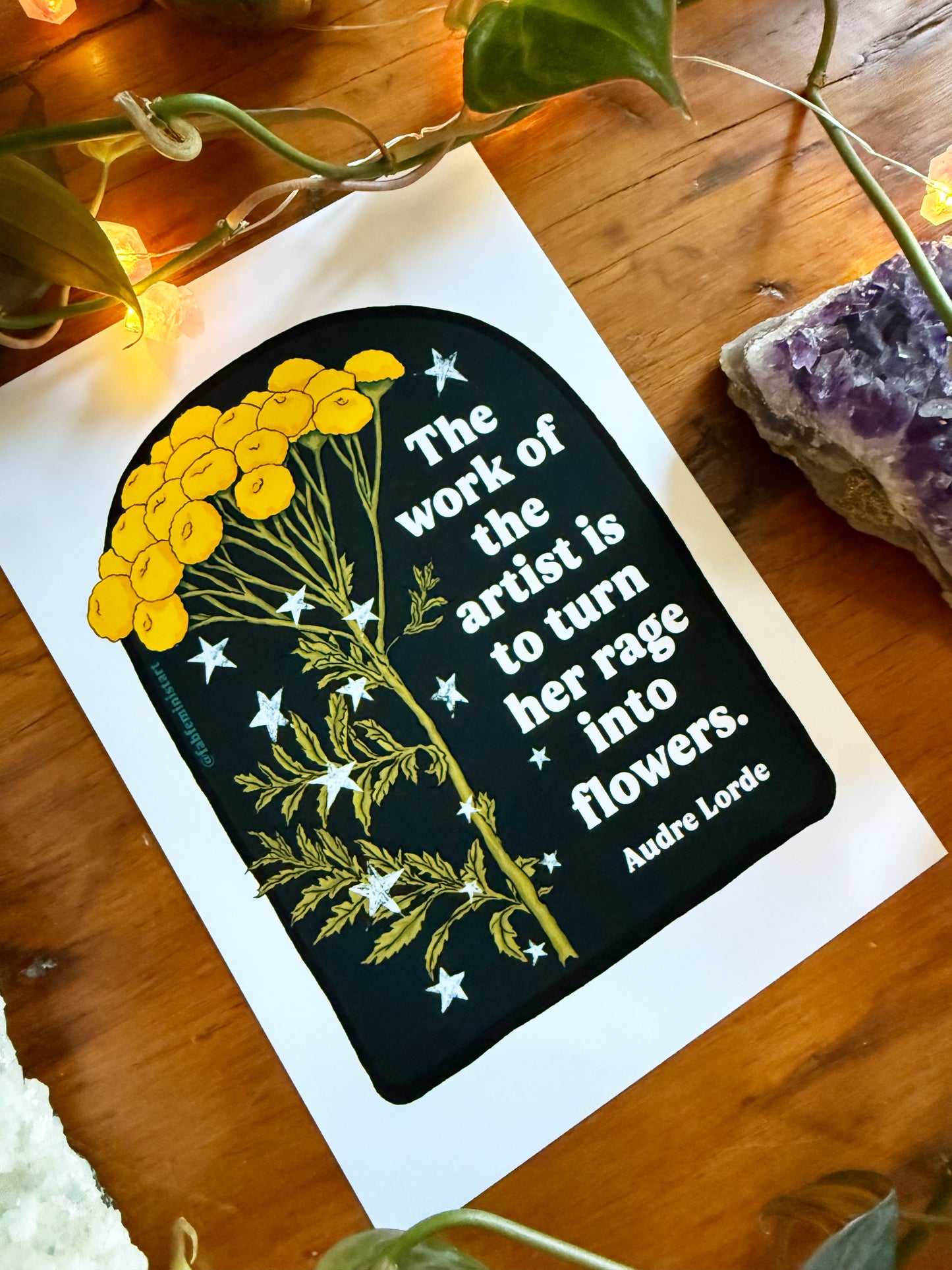 The work of the artist is to turn her rage into flowers, Audre Lorde: Feminist art print