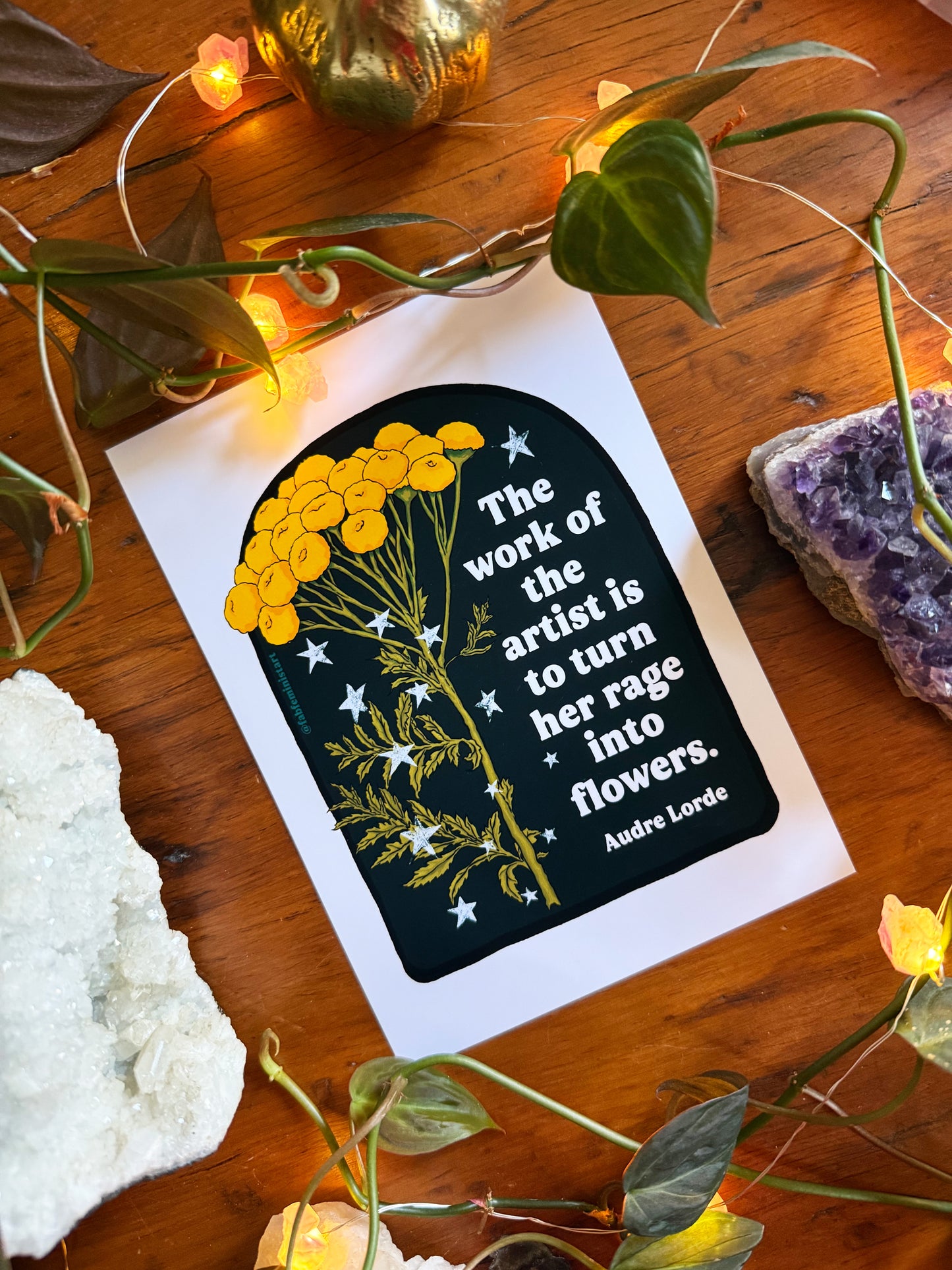 The work of the artist is to turn her rage into flowers, Audre Lorde: Feminist art print