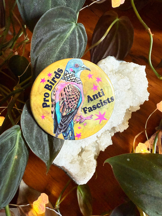 Pro Birds Anti Fascism: Feminist Pinback Button