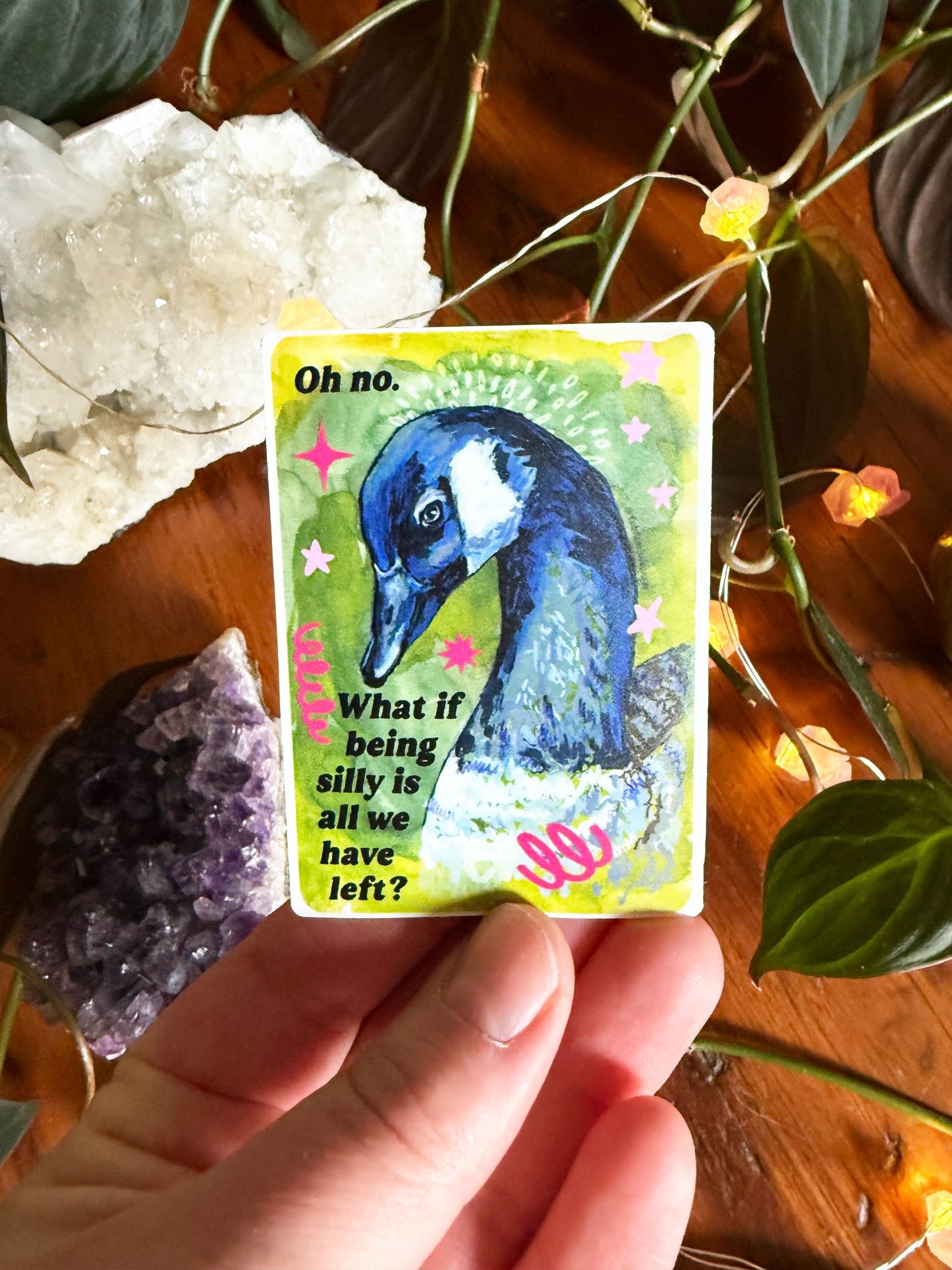 Oh no what if being silly is all we have left: silly goose sticker