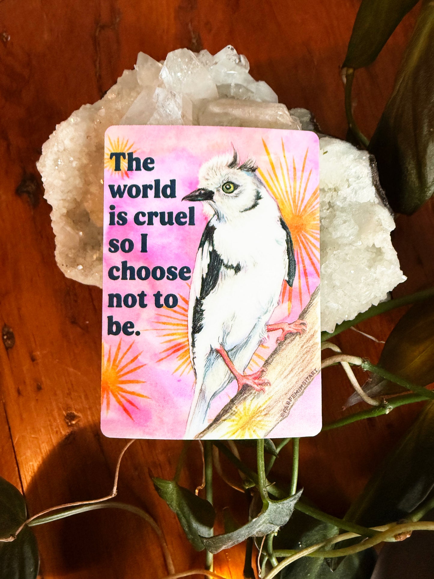 The world is cruel so I choose not to be: feminist sticker