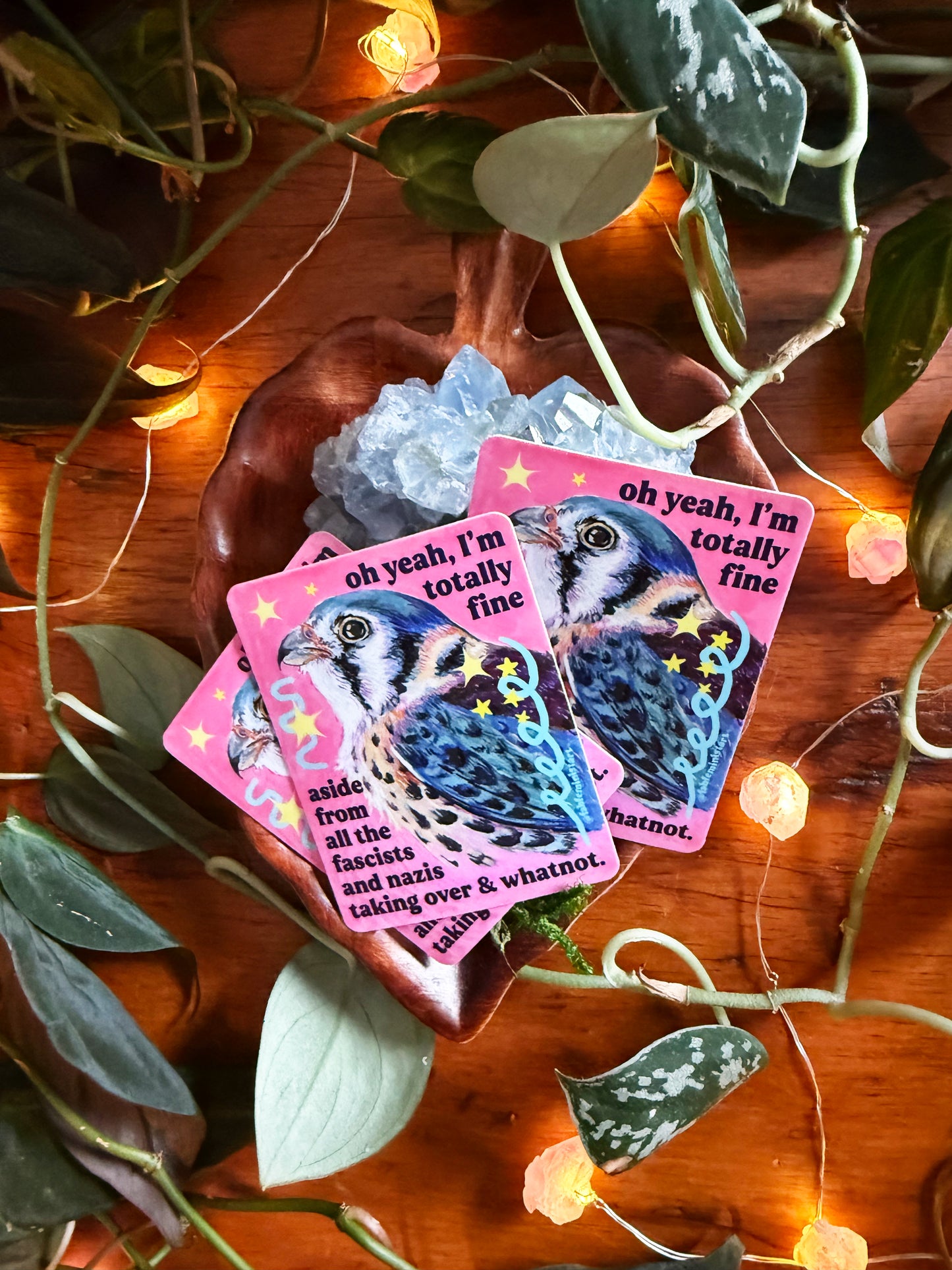 oh yeah, I'm totally fine aside from all the fascists and naz*s taking over and whatnot: feminist sticker