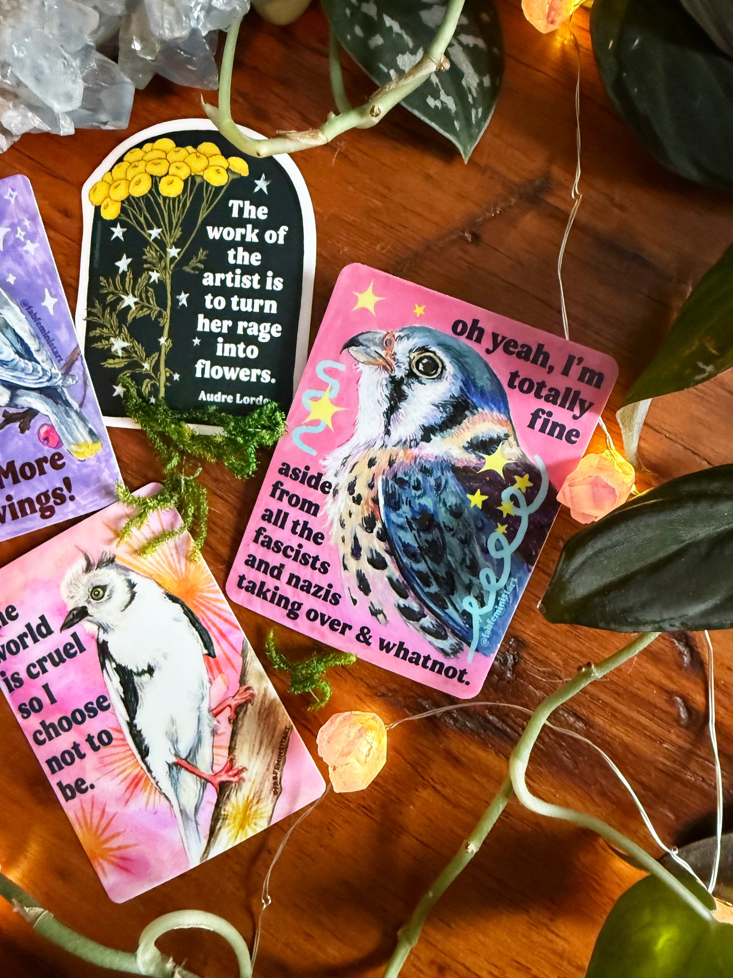 oh yeah, I'm totally fine aside from all the fascists and naz*s taking over and whatnot: feminist sticker