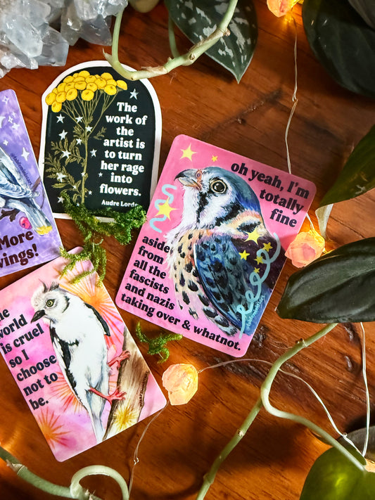 oh yeah, I'm totally fine aside from all the fascists and naz*s taking over and whatnot: feminist sticker