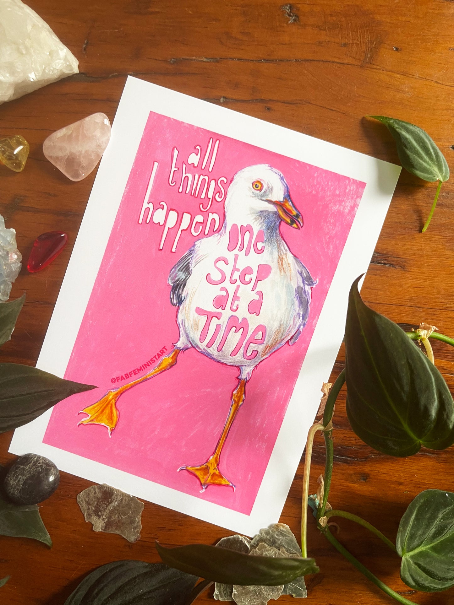 All Things Happen One Step At A Time: Mental Health Art Print