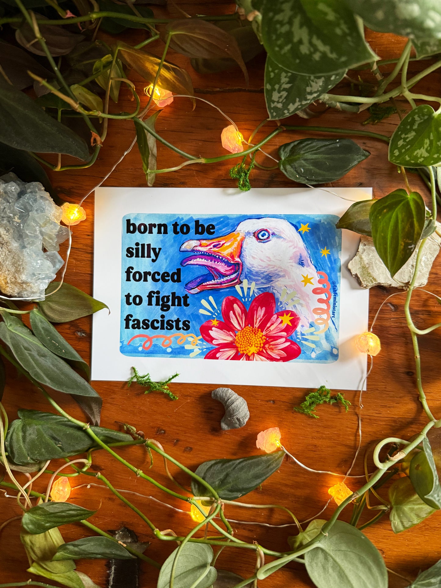 Born to Be Silly Forced to Fight Fascists : Feminist Art Print