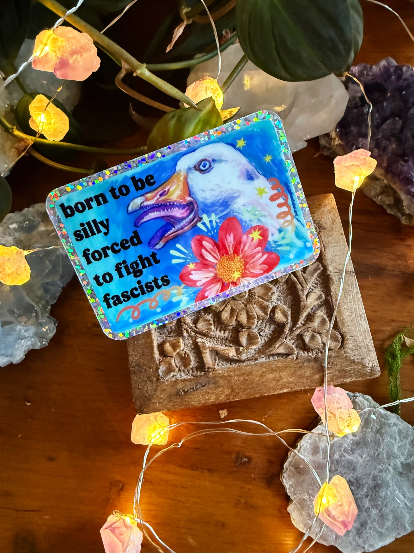 Born To Be Silly Forced To Fight Fascists: Feminist Sticker