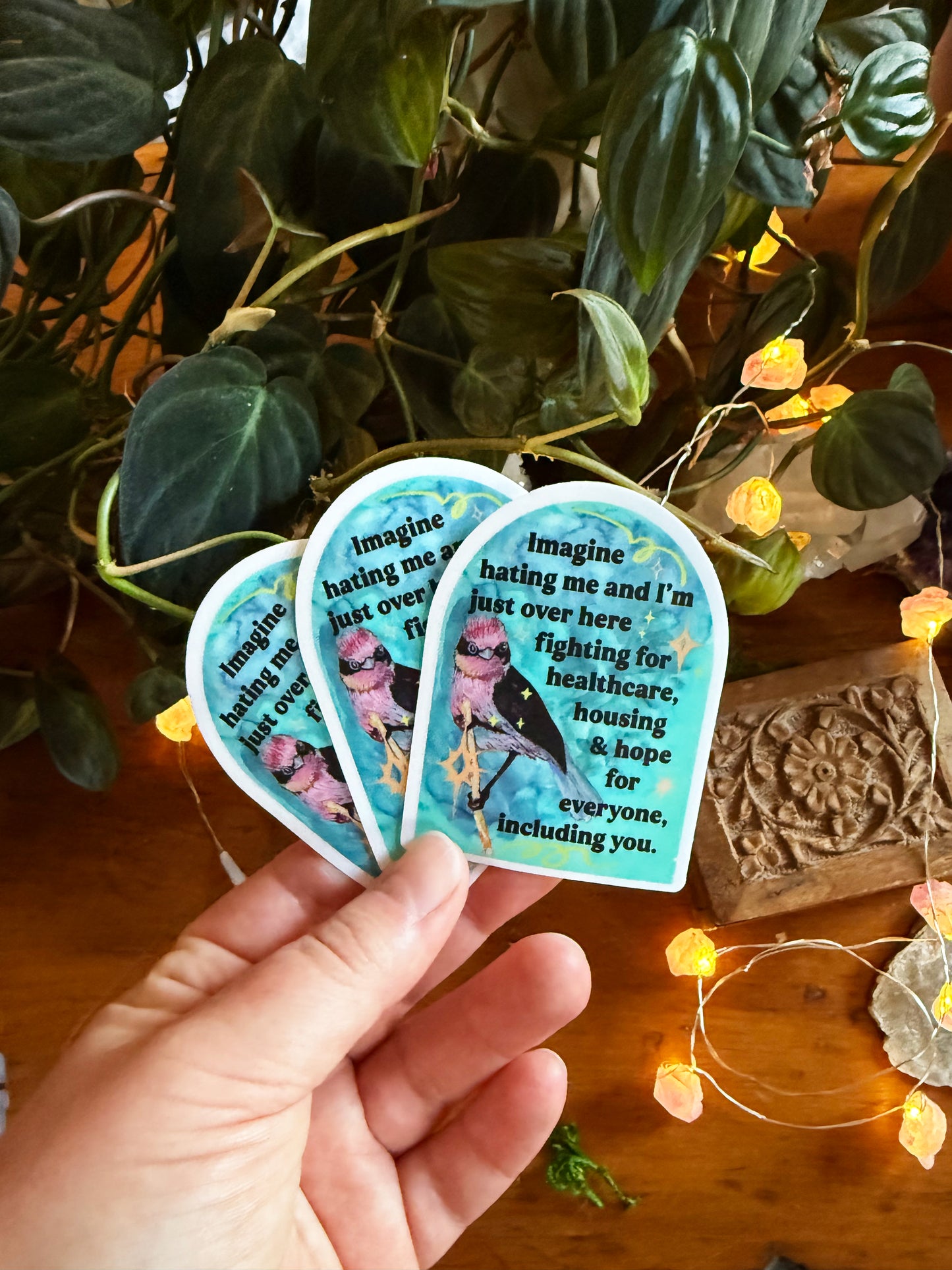 Imagine Hating Me And I'm Just Over Here Fighting For Healthcare Housing and Hope: Feminist Sticker