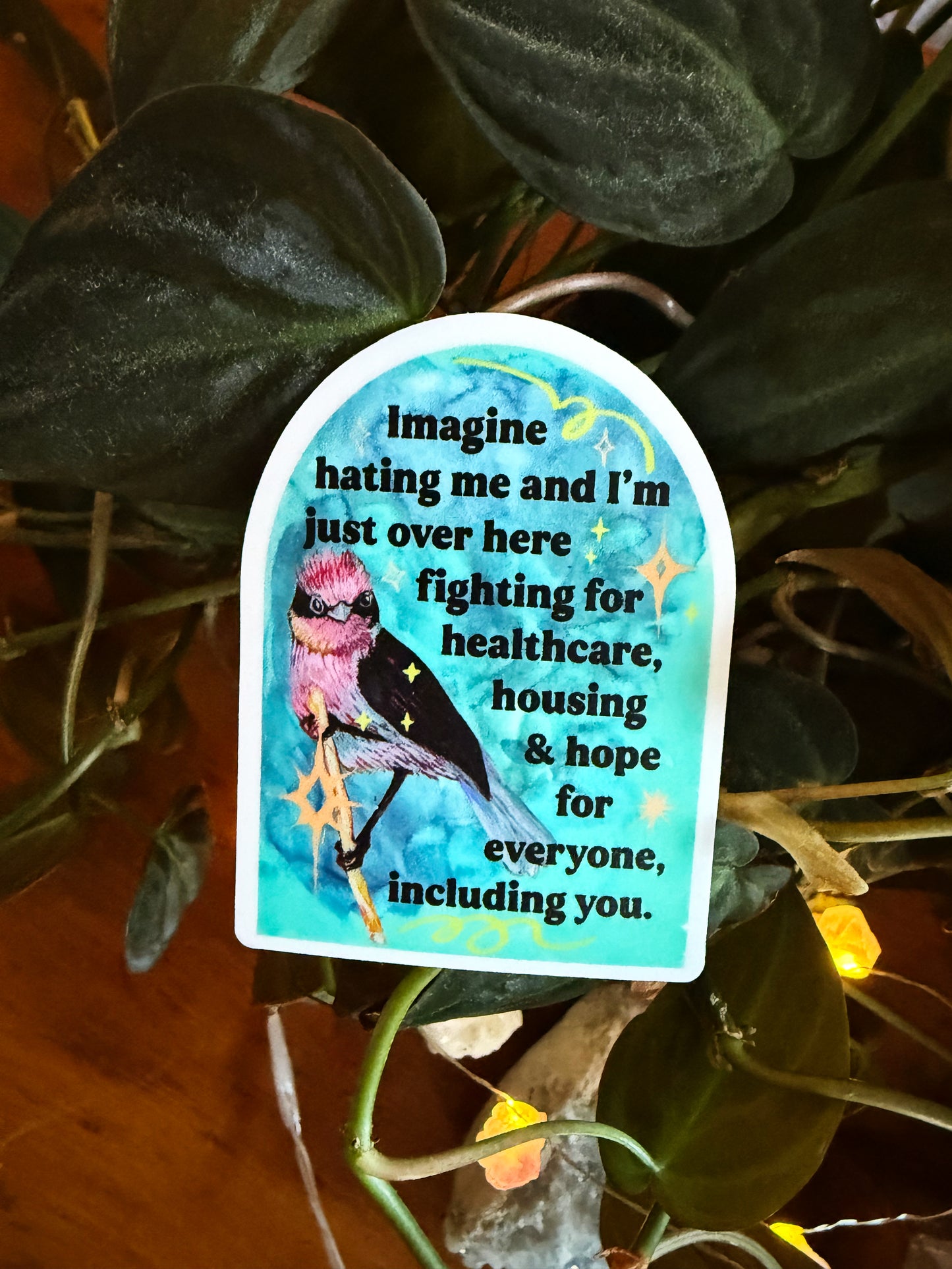 Imagine Hating Me And I'm Just Over Here Fighting For Healthcare Housing and Hope: Feminist Sticker
