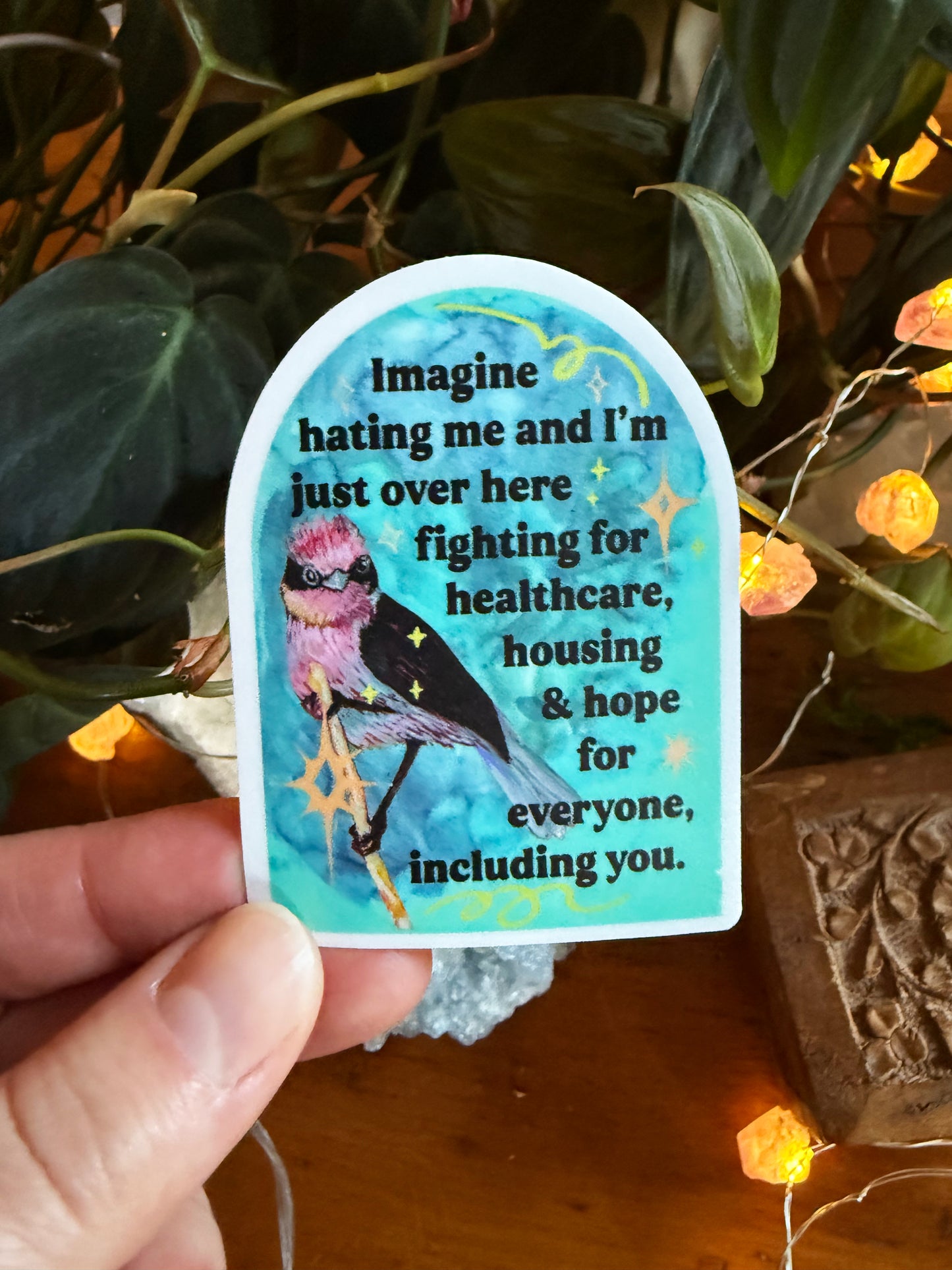 Imagine Hating Me And I'm Just Over Here Fighting For Healthcare Housing and Hope: Feminist Sticker