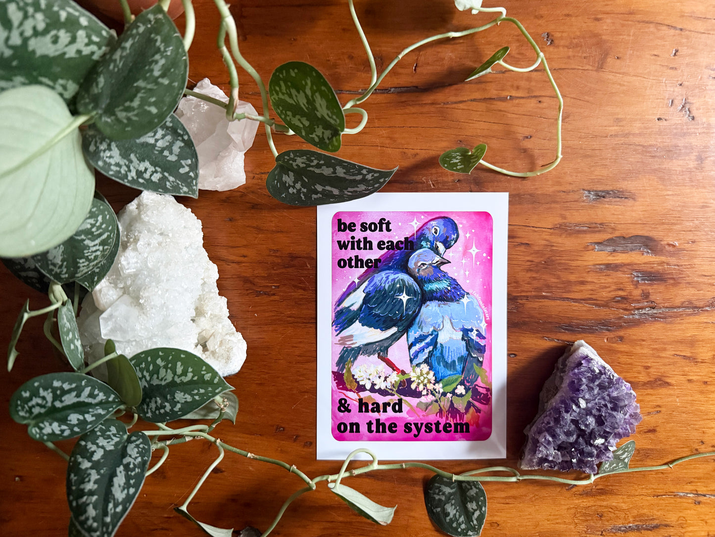 Be Soft With Each Other & Hard on the System: Pigeon Art Print