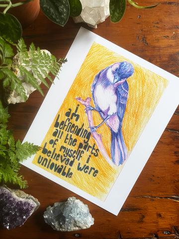 I Am Befriending All Of The Parts Of Myself I Believed Were Unlovable: Feminist Art Print