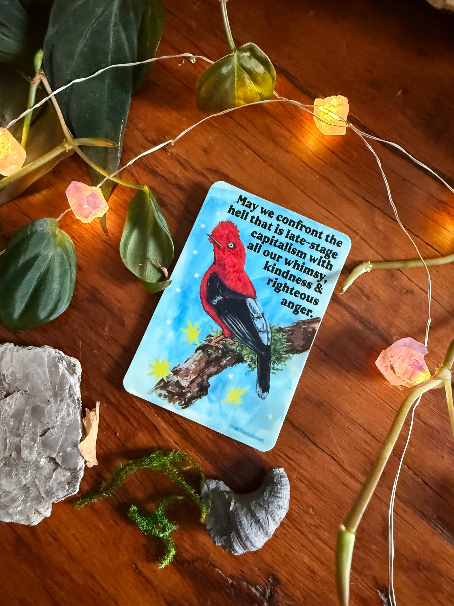 May we confront the hell that is late-stage capitalism with all our whimsy, kindness and righteous anger: feminist sticker