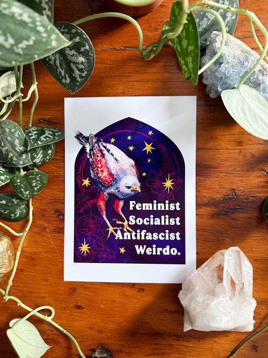Feminist Socialist Antifascist Weirdo Poster: Feminist Art Print