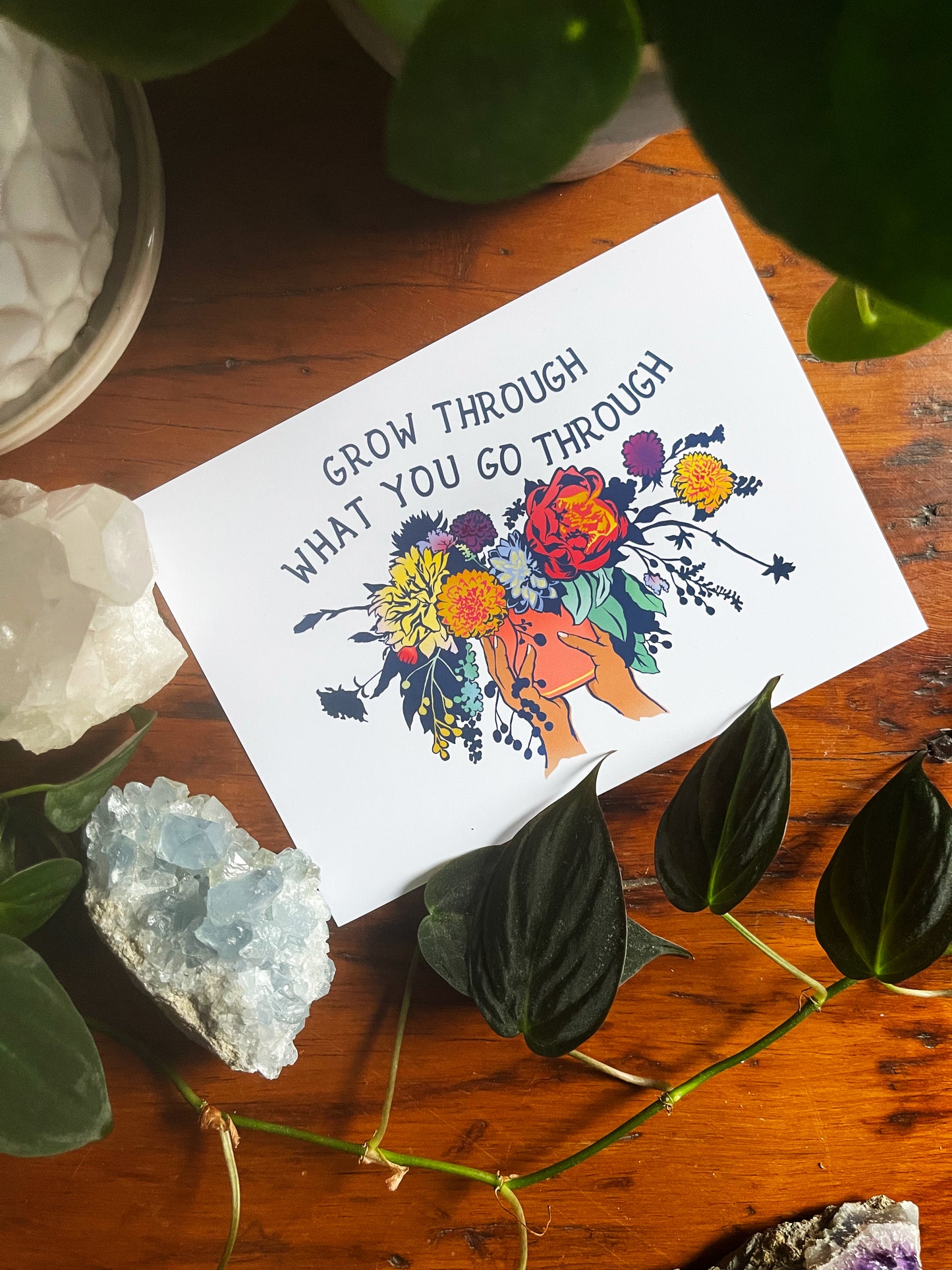 Grow Through What You Go Through: Mental Health Art Print