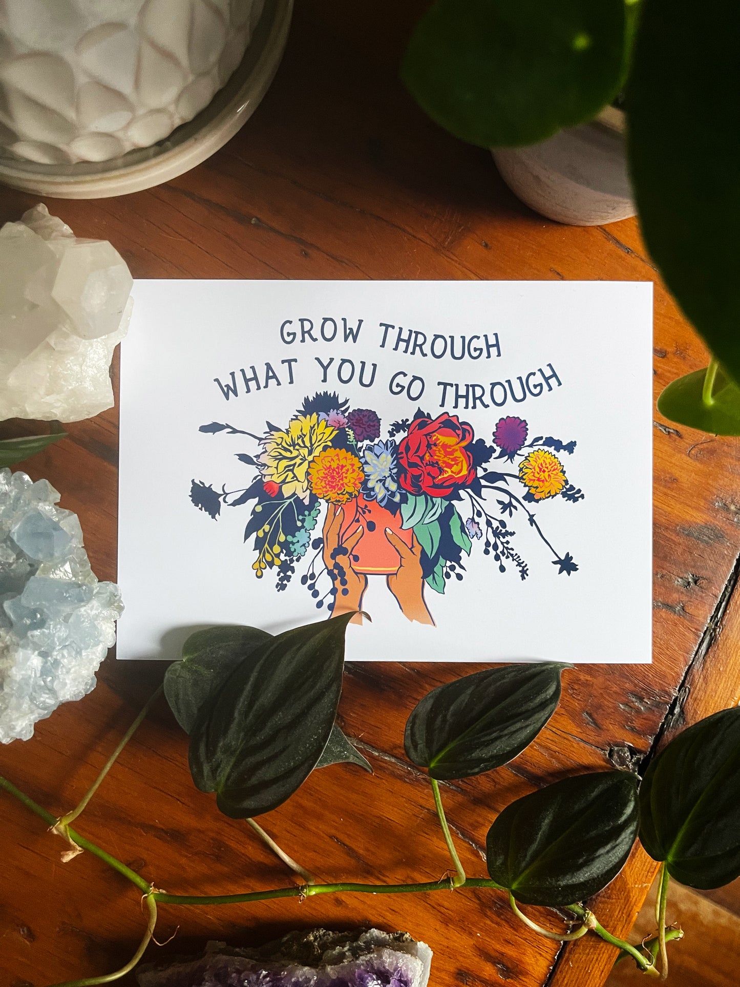 Grow Through What You Go Through: Mental Health Art Print