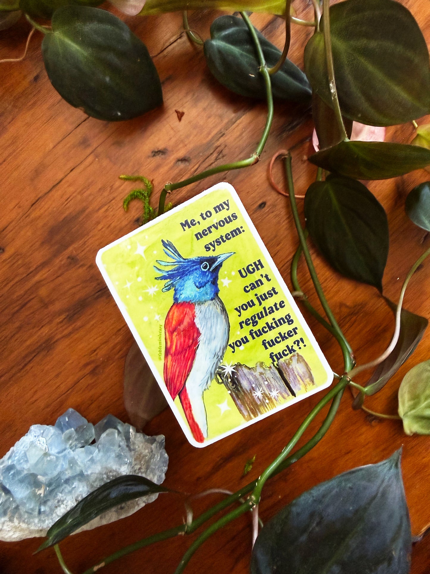Me, to my nervous system: UGH cant you just *regulate* you fucking fucker fuck: feminist sticker