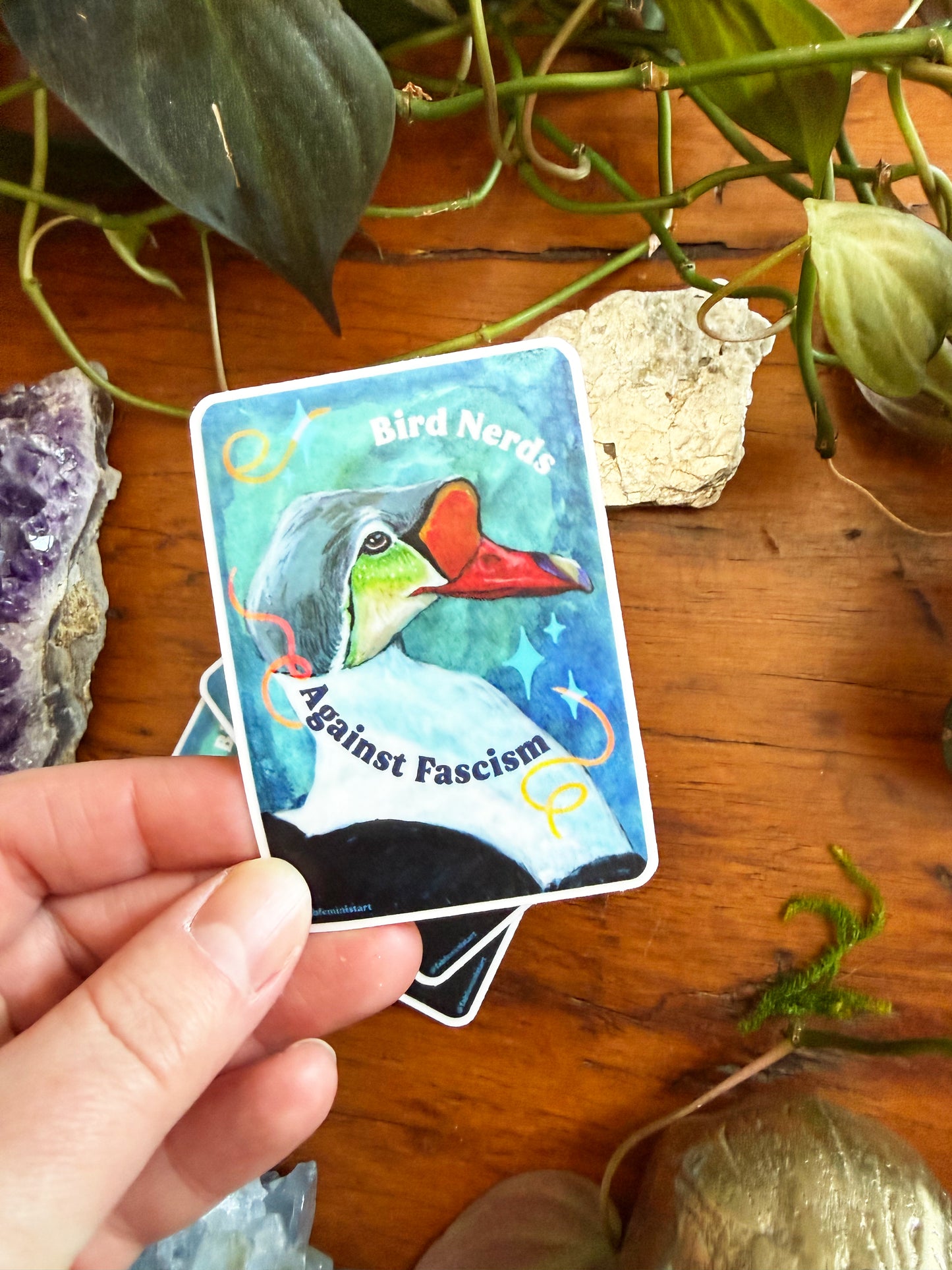 Bird Nerds Against Fascism: Feminist Sticker