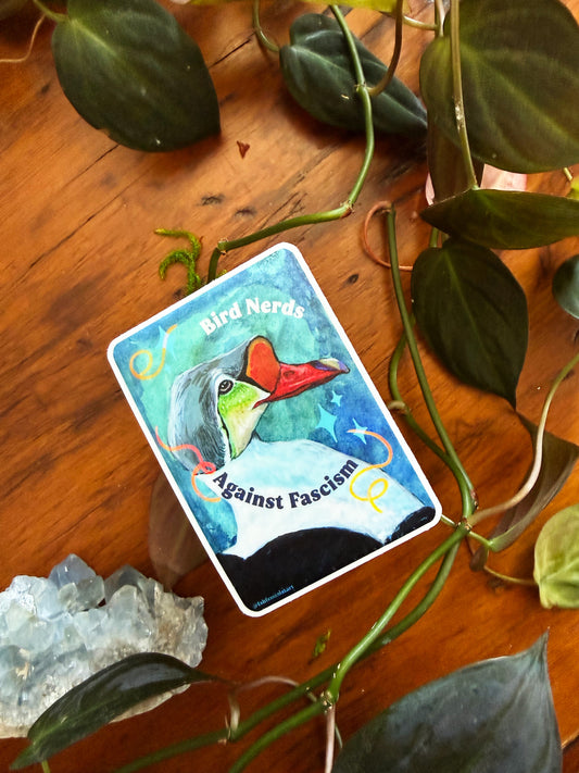 Bird Nerds Against Fascism: Feminist Sticker