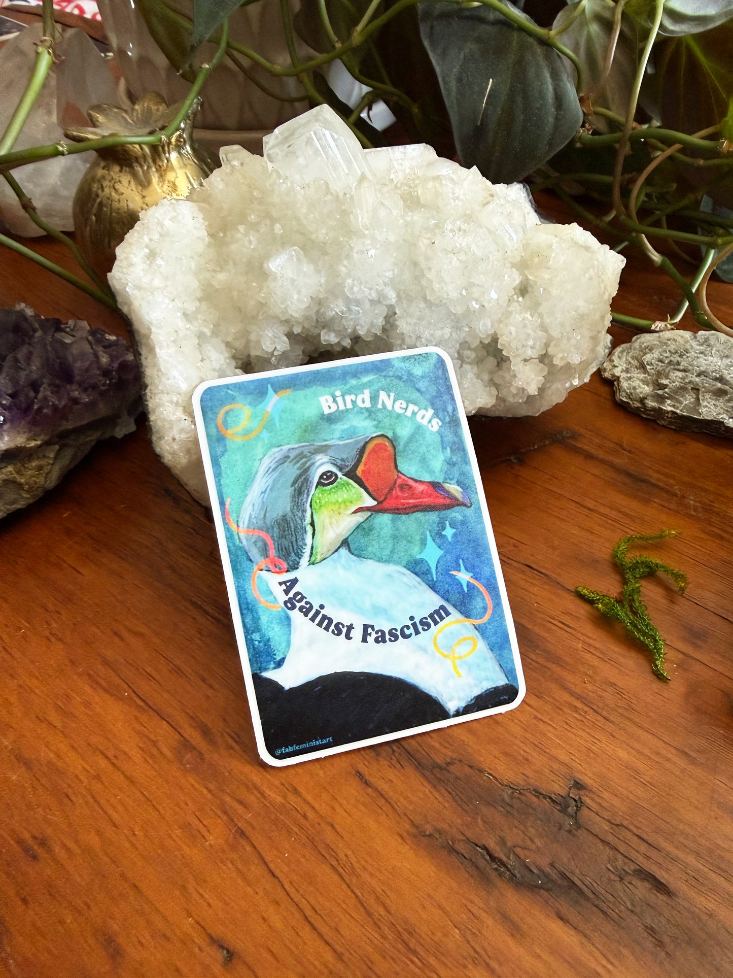 Bird Nerds Against Fascism: Feminist Sticker