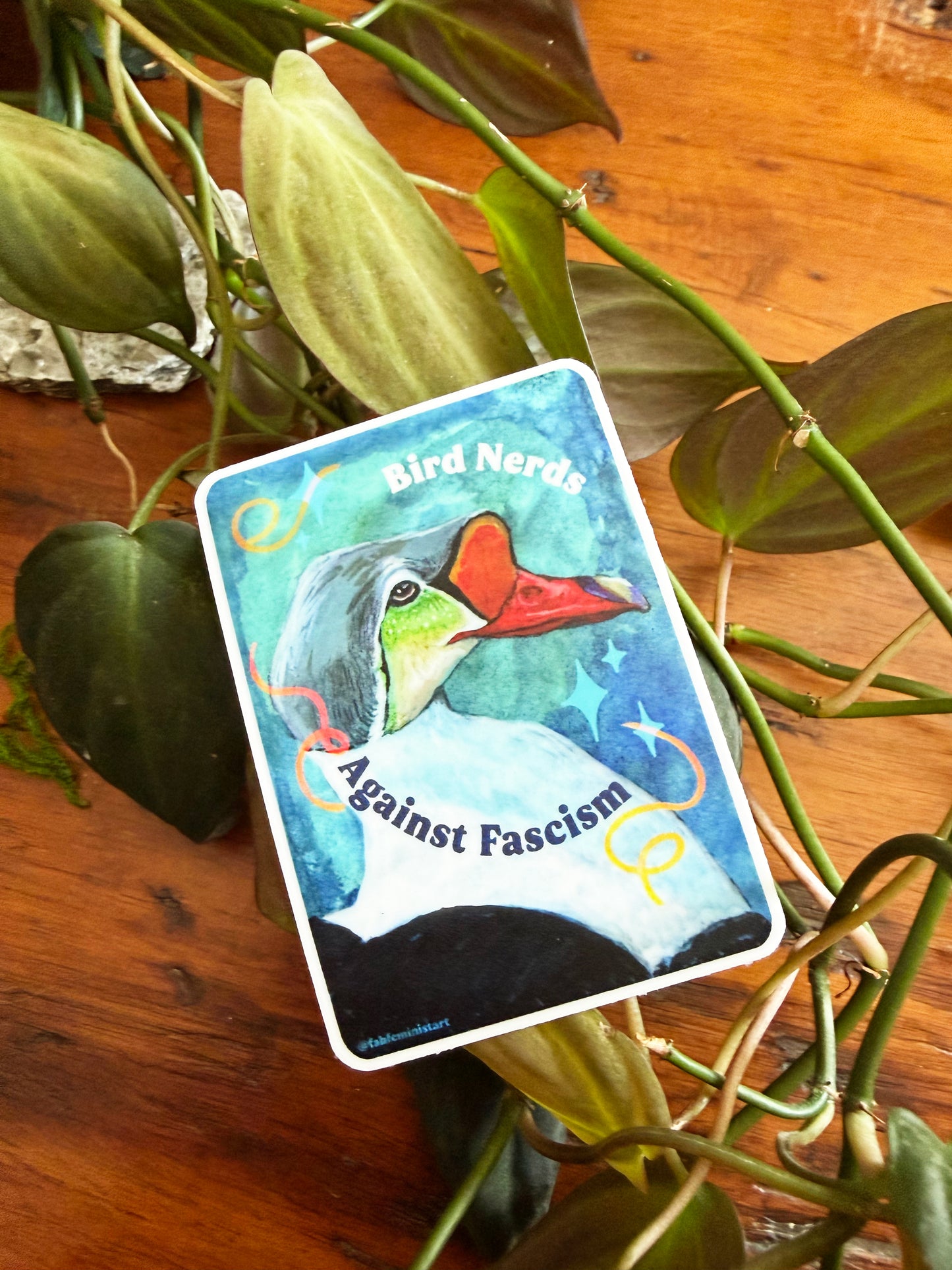Bird Nerds Against Fascism: Feminist Sticker