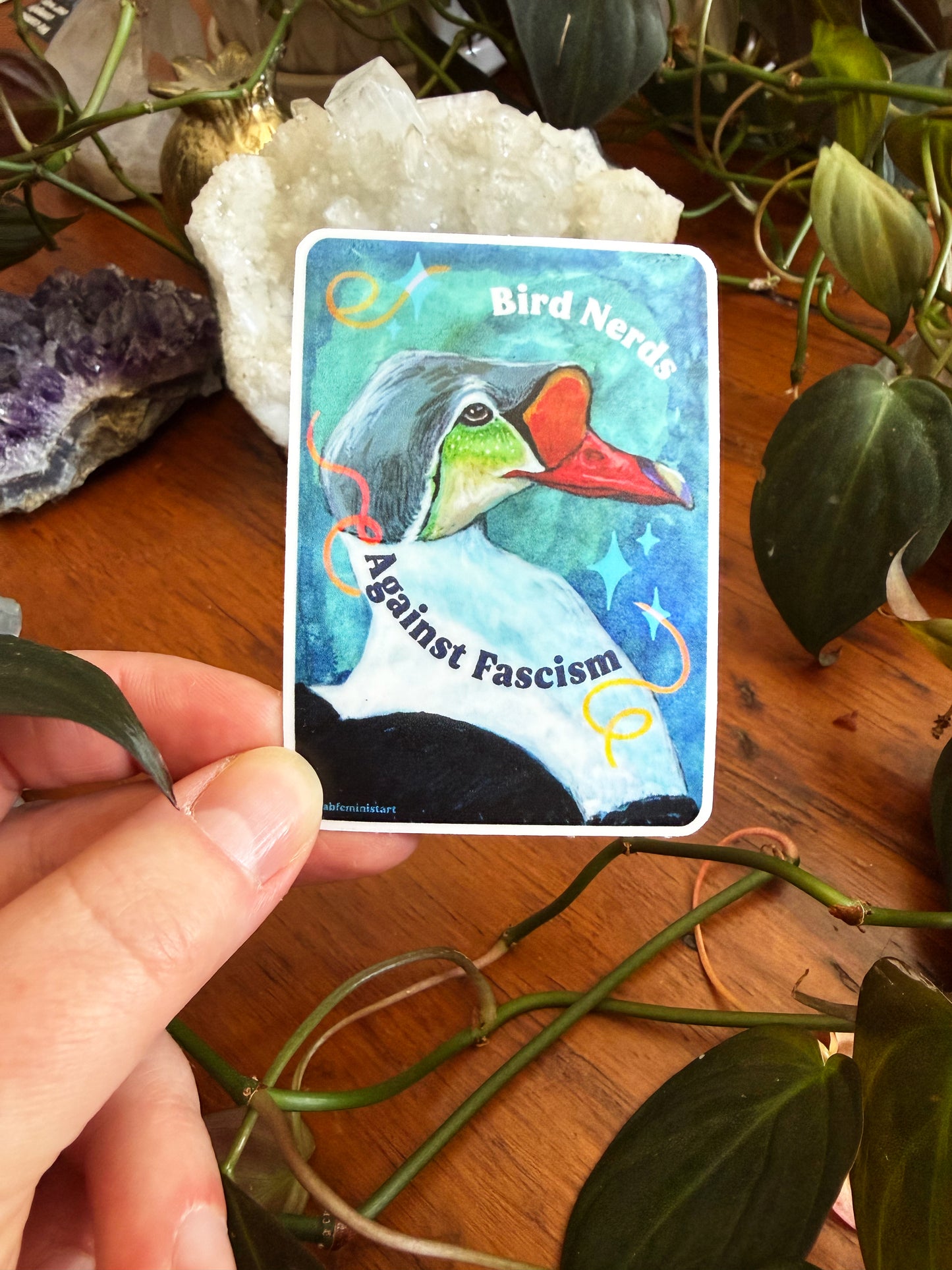 Bird Nerds Against Fascism: Feminist Sticker