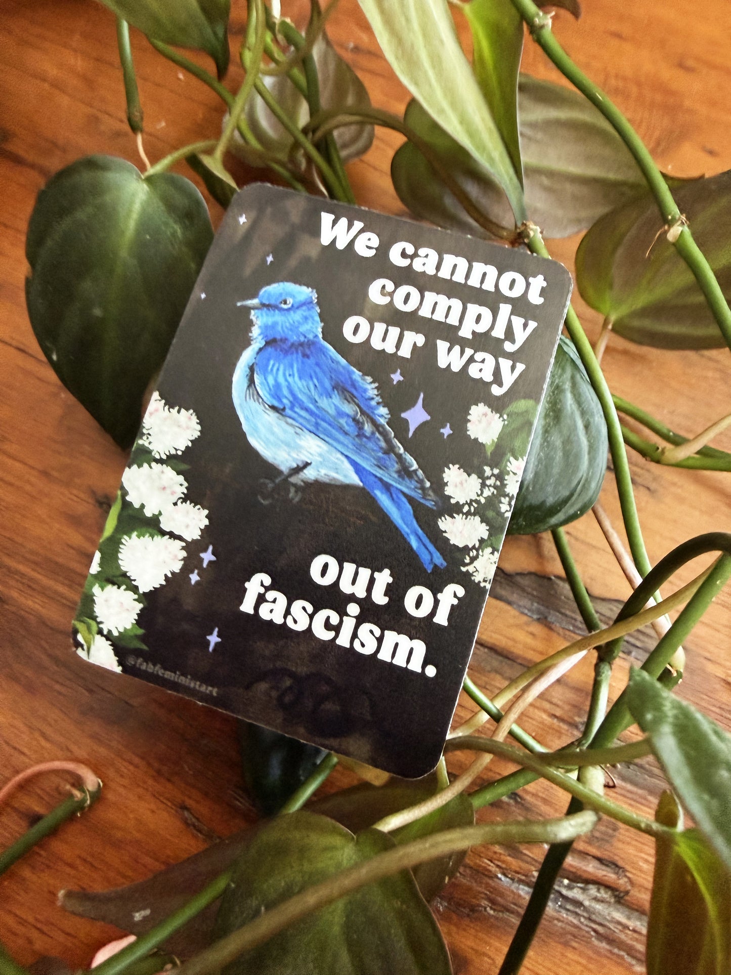 We cannot comply our way out of fascism: sticker