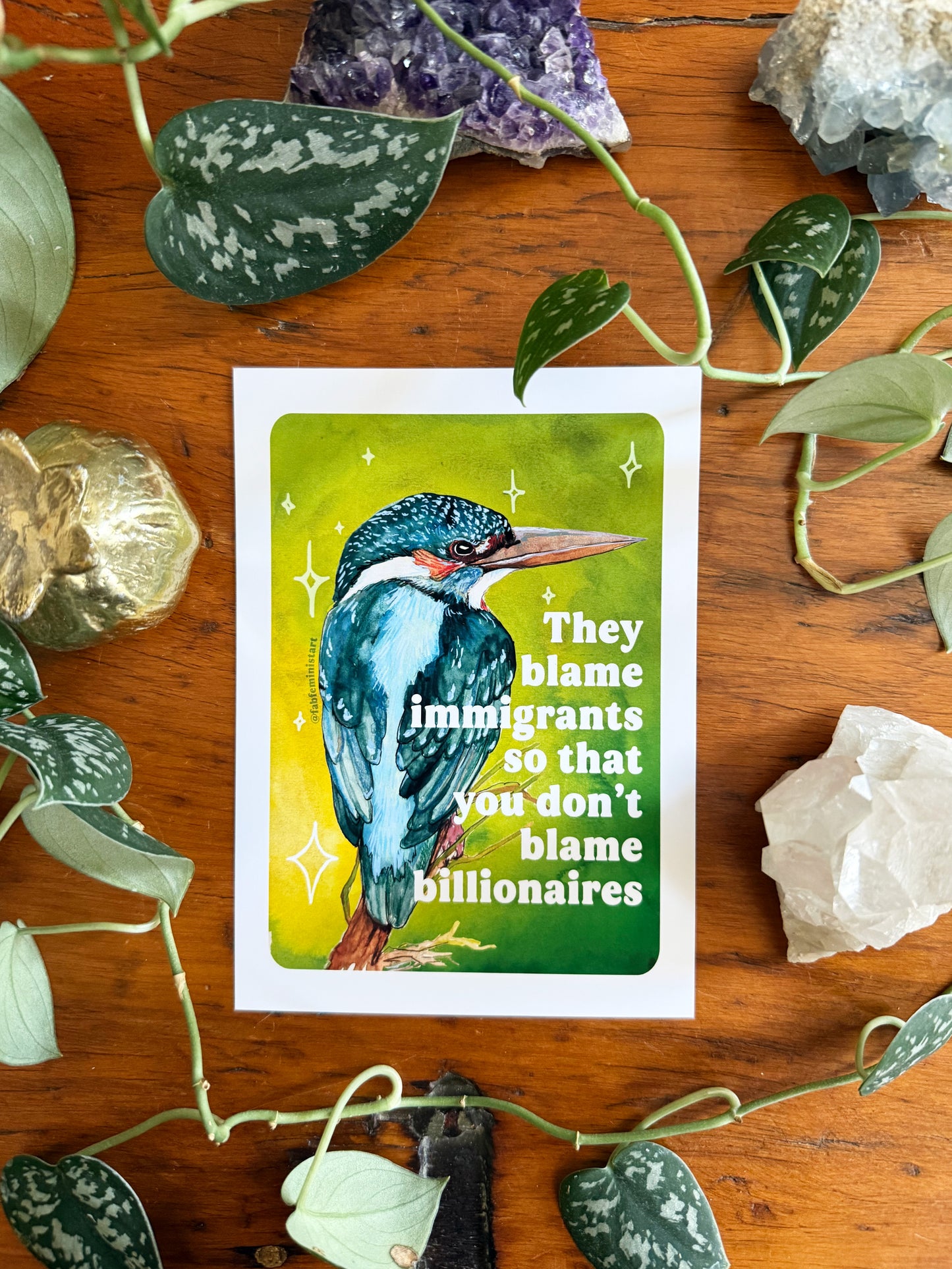 They blame immigrants so that you don’t blame billionaires: Art Print