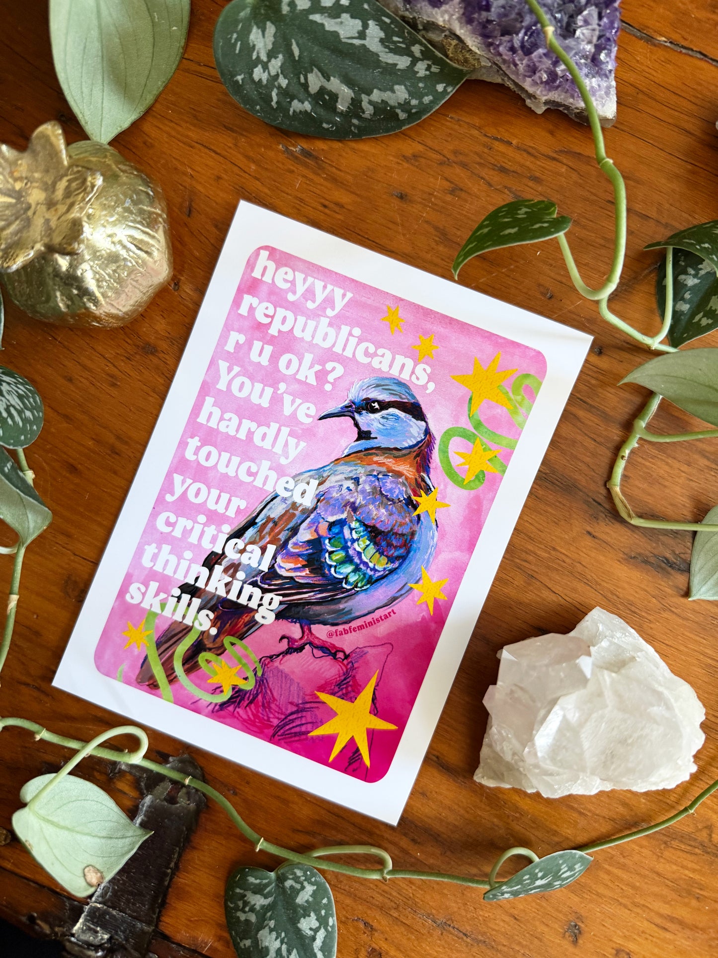 heyyy republicans, r u ok? You've hardly touched your critical thinking skills: feminist art print
